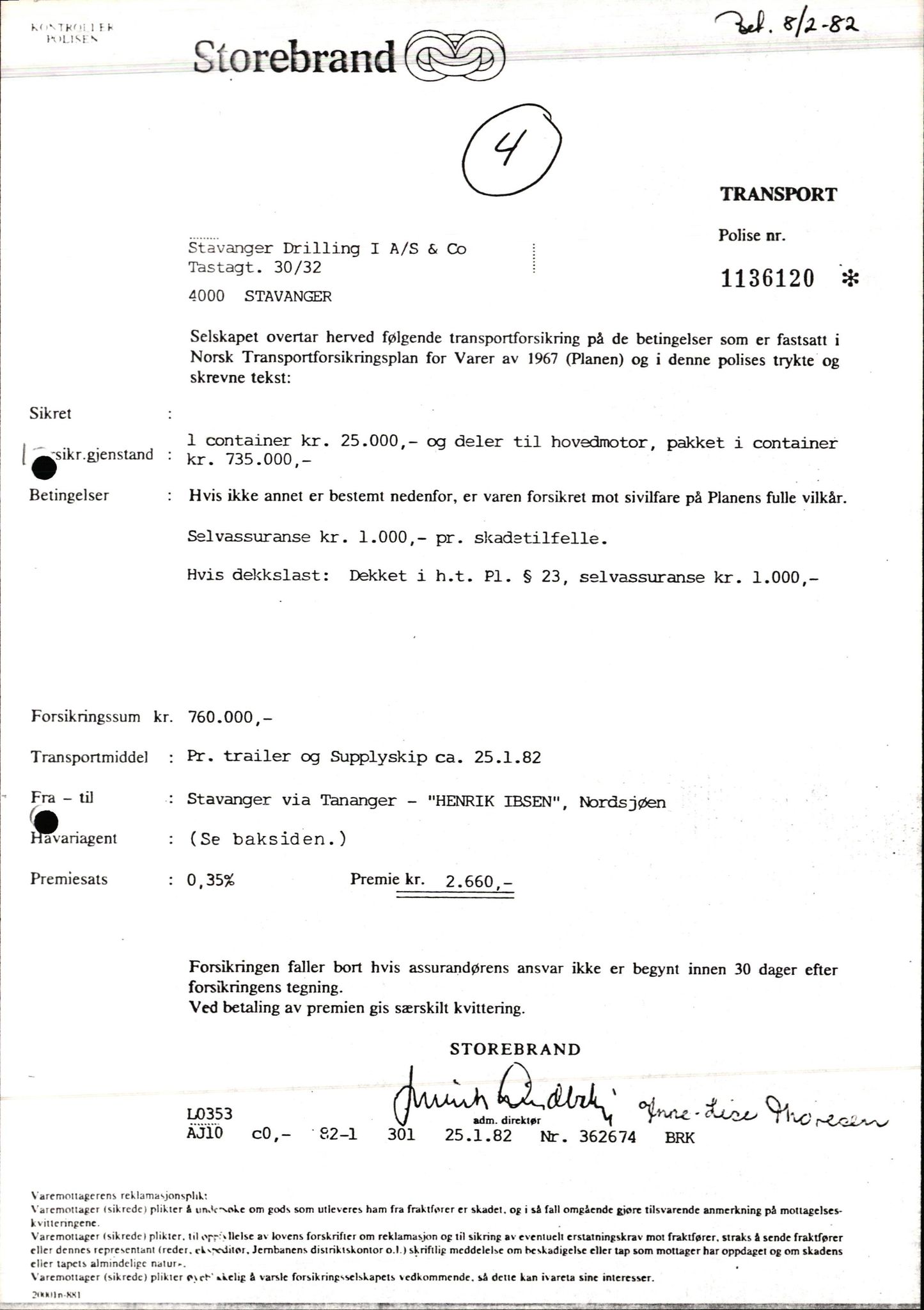 Pa 1503 - Stavanger Drilling AS, AV/SAST-A-101906/2/E/Ec/Eca/L0014: Sak og korrespondanse, 1977-1987