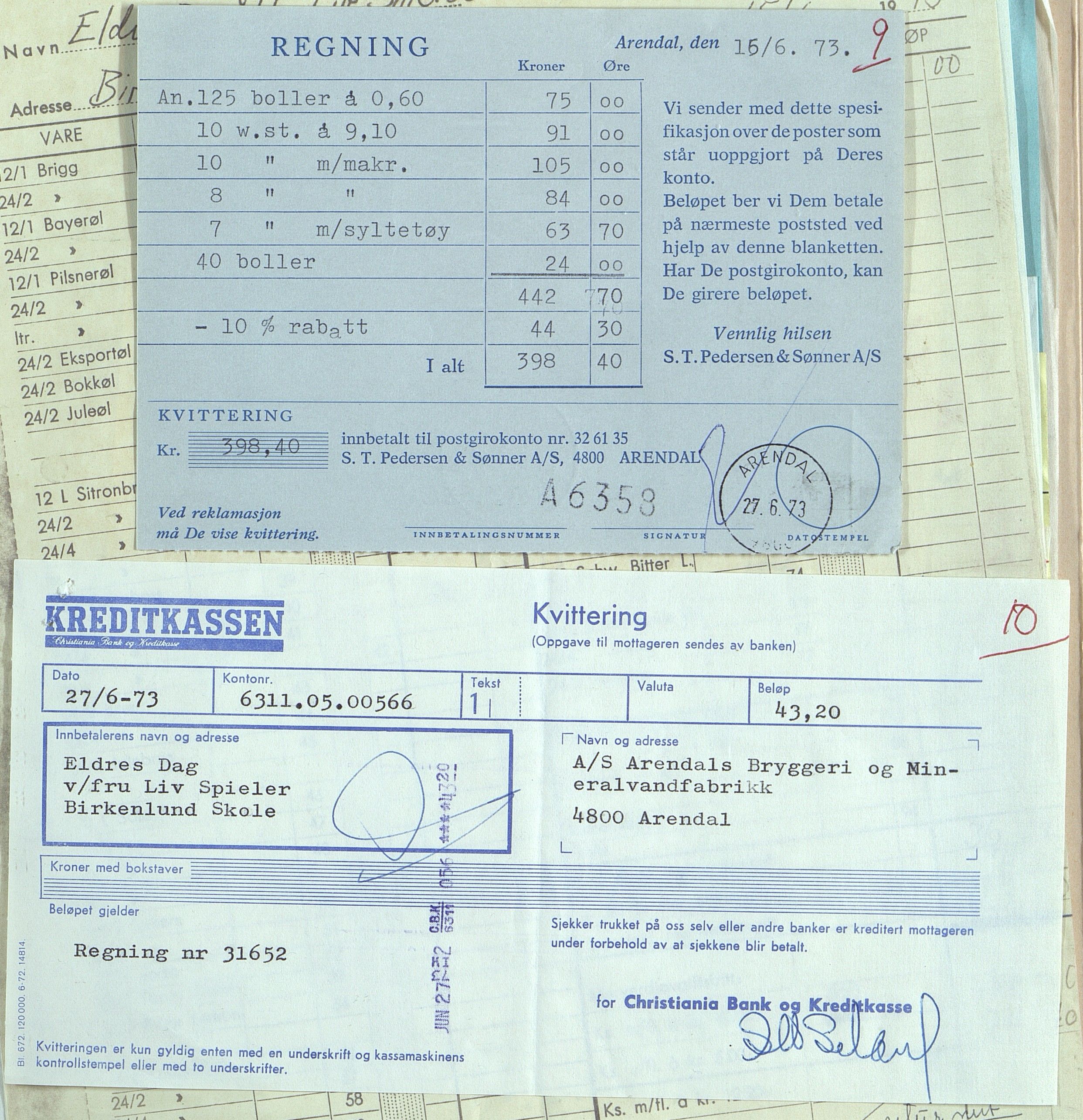 Byjubileet i Arendal 1973 , AAKS/KA0906-492a/E/E01/L0004: Spesielle arrangementer, 1971-1973