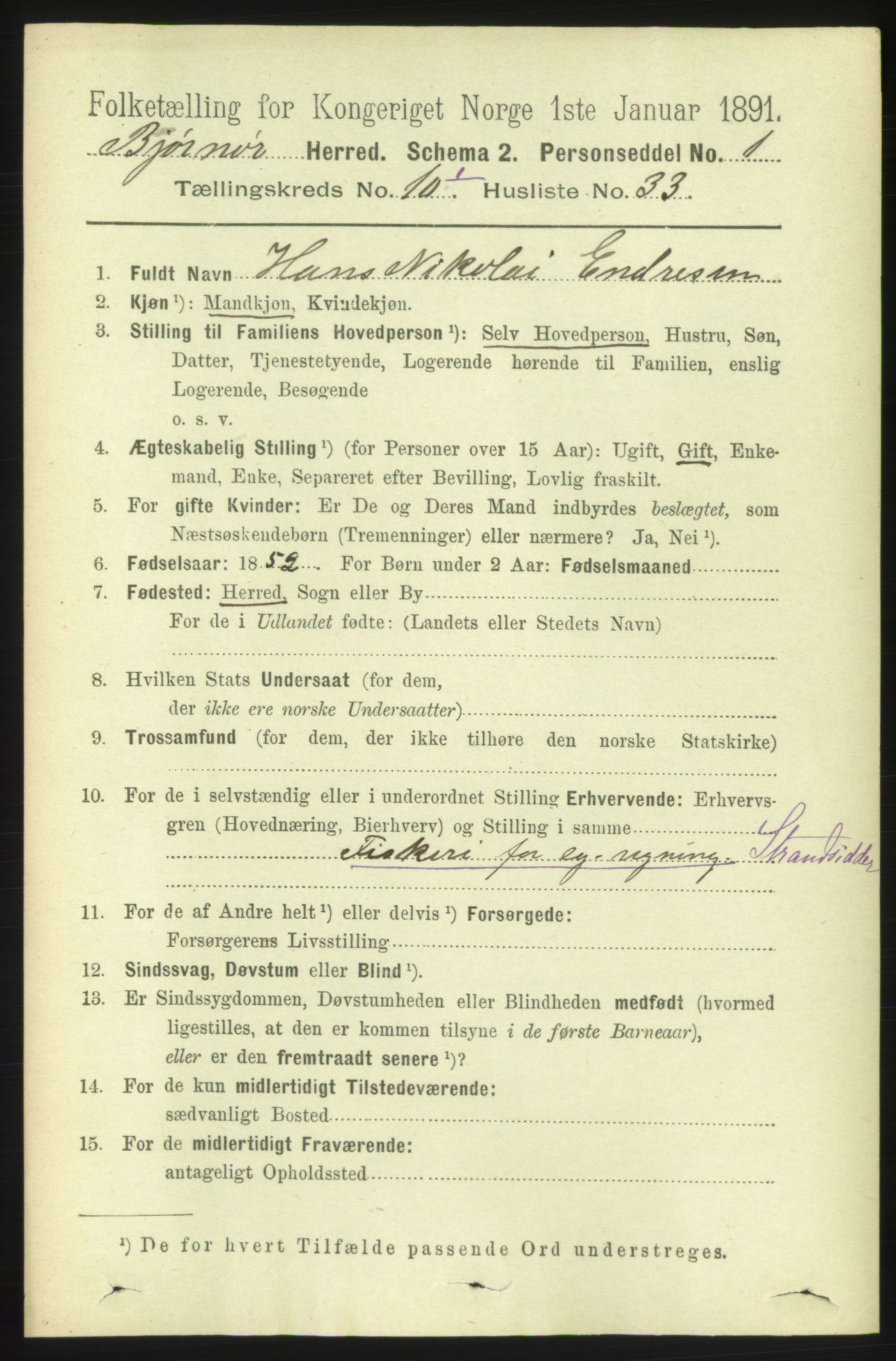 RA, 1891 census for 1632 Bjørnør, 1891, p. 4351