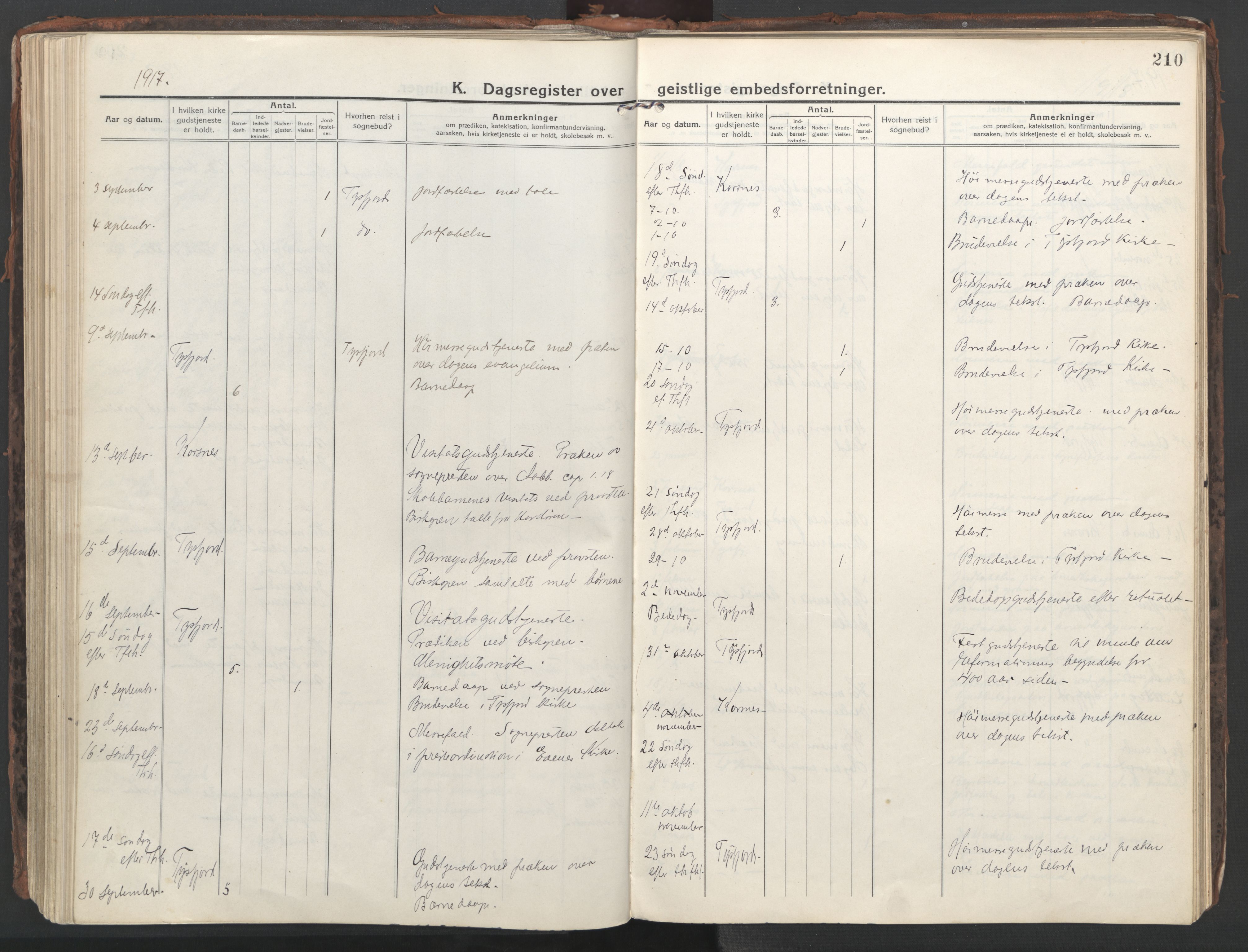 Ministerialprotokoller, klokkerbøker og fødselsregistre - Nordland, AV/SAT-A-1459/861/L0872: Parish register (official) no. 861A07, 1915-1924, p. 210