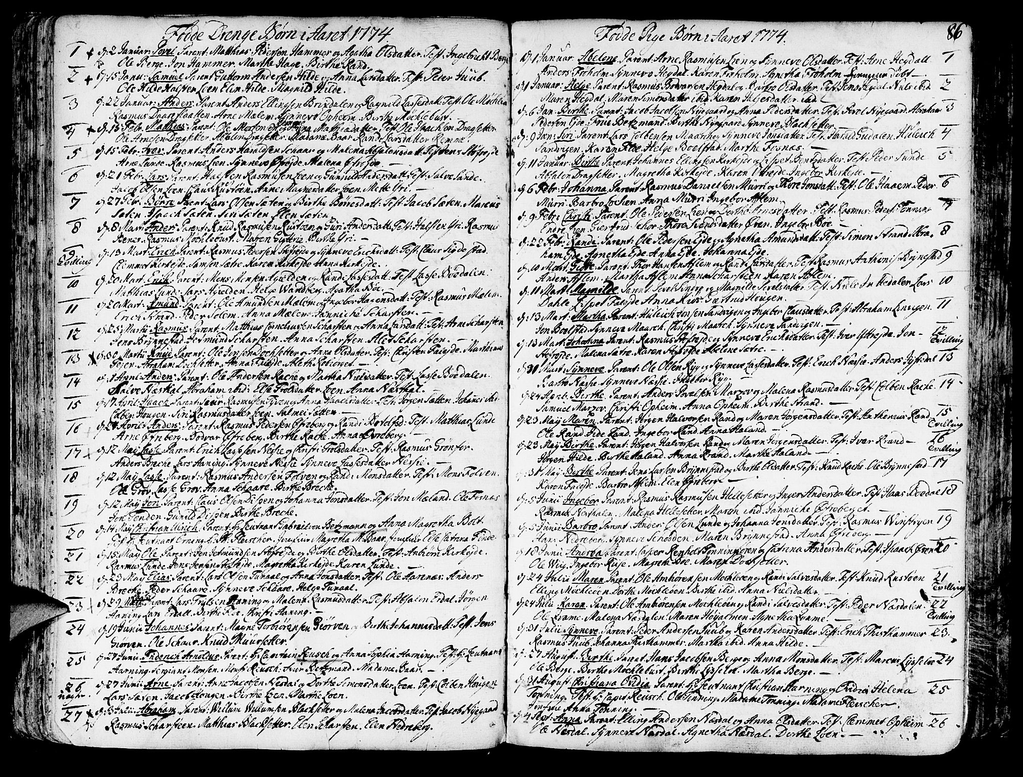 Innvik sokneprestembete, SAB/A-80501: Parish register (official) no. A 1, 1750-1816, p. 86