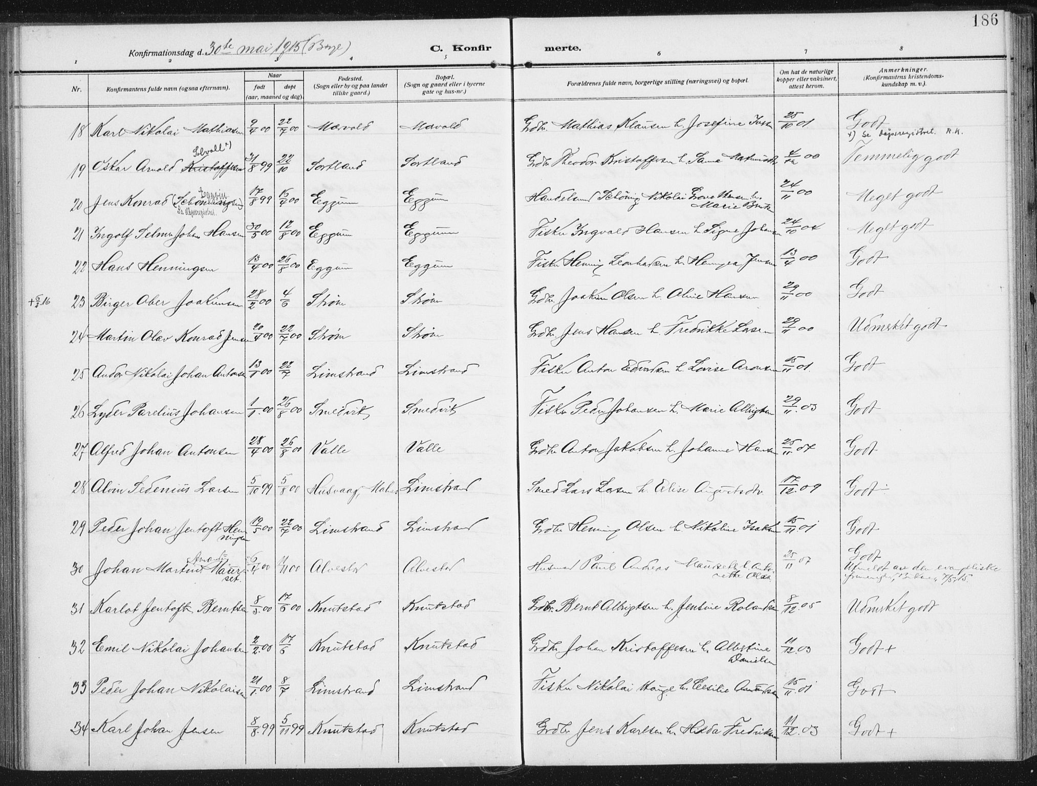 Ministerialprotokoller, klokkerbøker og fødselsregistre - Nordland, SAT/A-1459/880/L1135: Parish register (official) no. 880A09, 1908-1919, p. 186