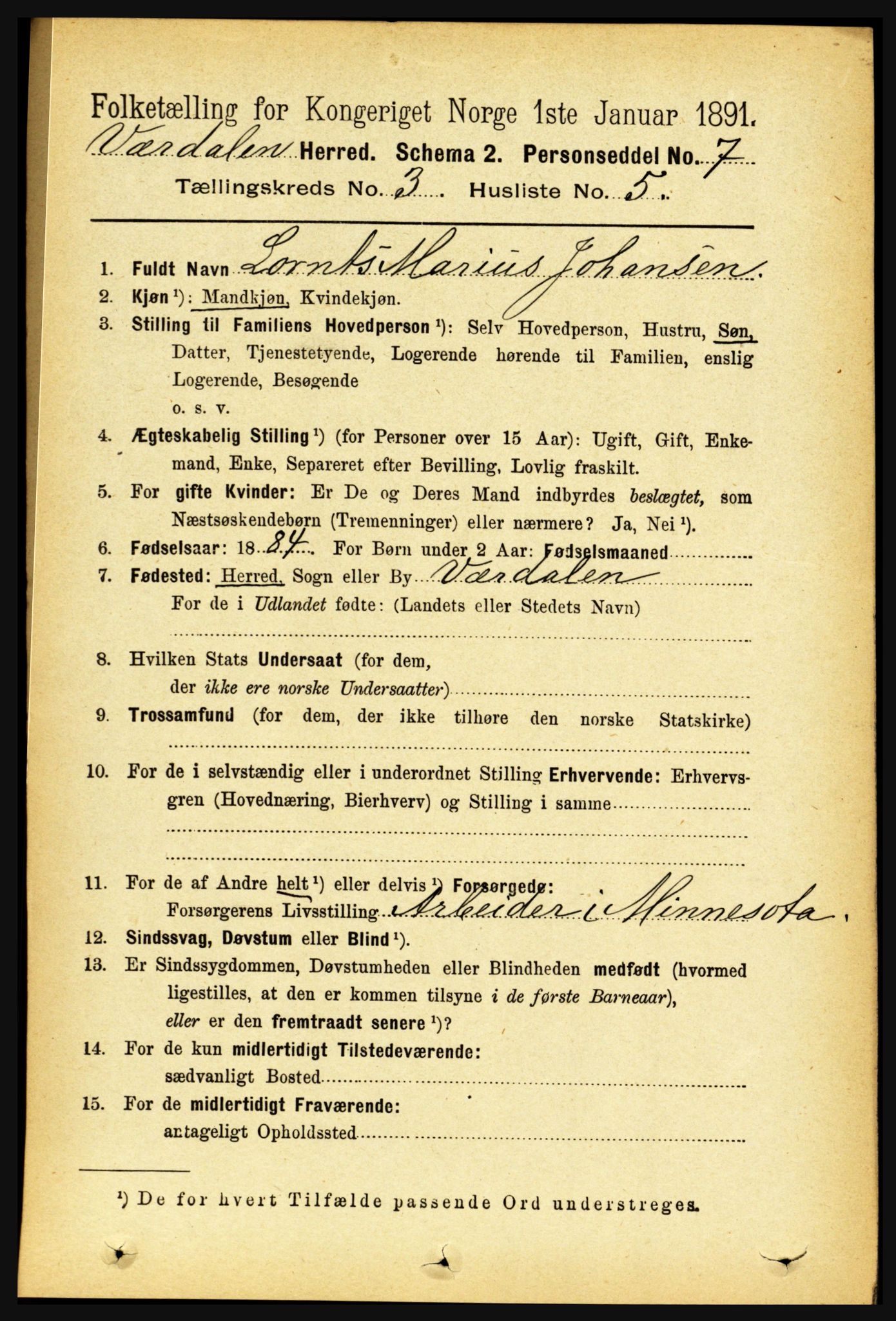 RA, 1891 census for 1721 Verdal, 1891, p. 1802