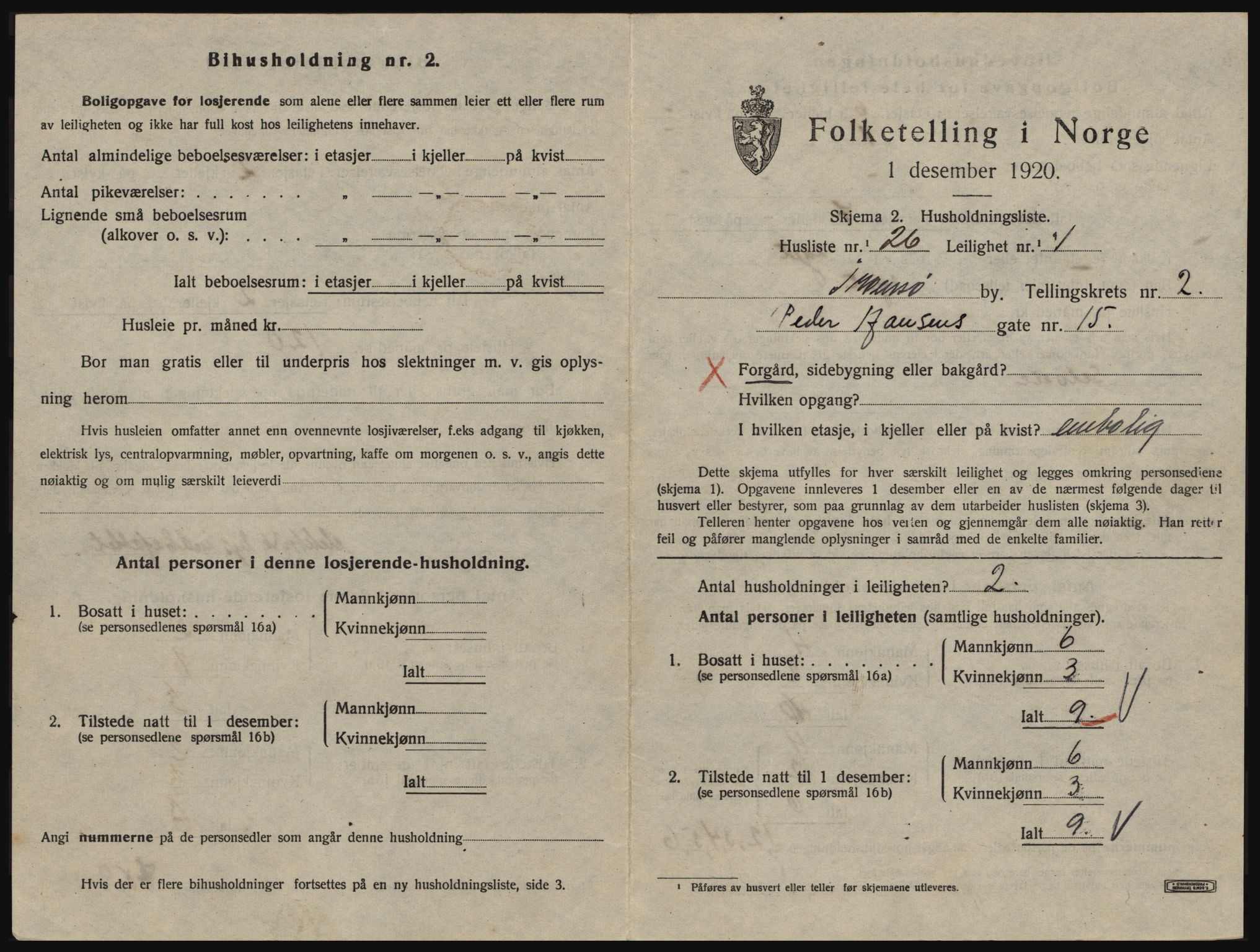 SATØ, 1920 census for Tromsø, 1920, p. 2895