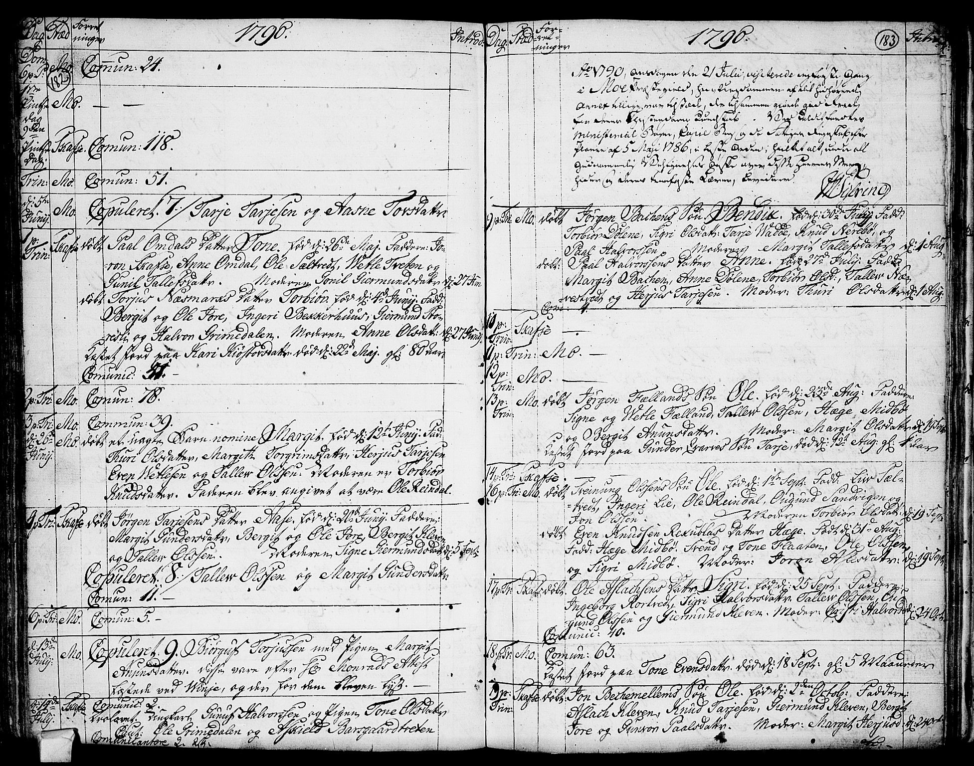 Mo kirkebøker, AV/SAKO-A-286/F/Fa/L0002: Parish register (official) no. I 2, 1766-1799, p. 182-183