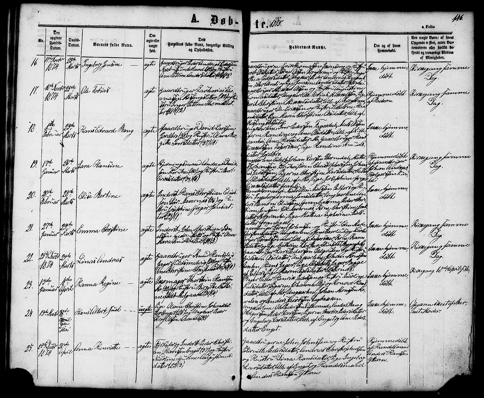 Ministerialprotokoller, klokkerbøker og fødselsregistre - Nordland, AV/SAT-A-1459/827/L0393: Parish register (official) no. 827A05, 1863-1883, p. 146