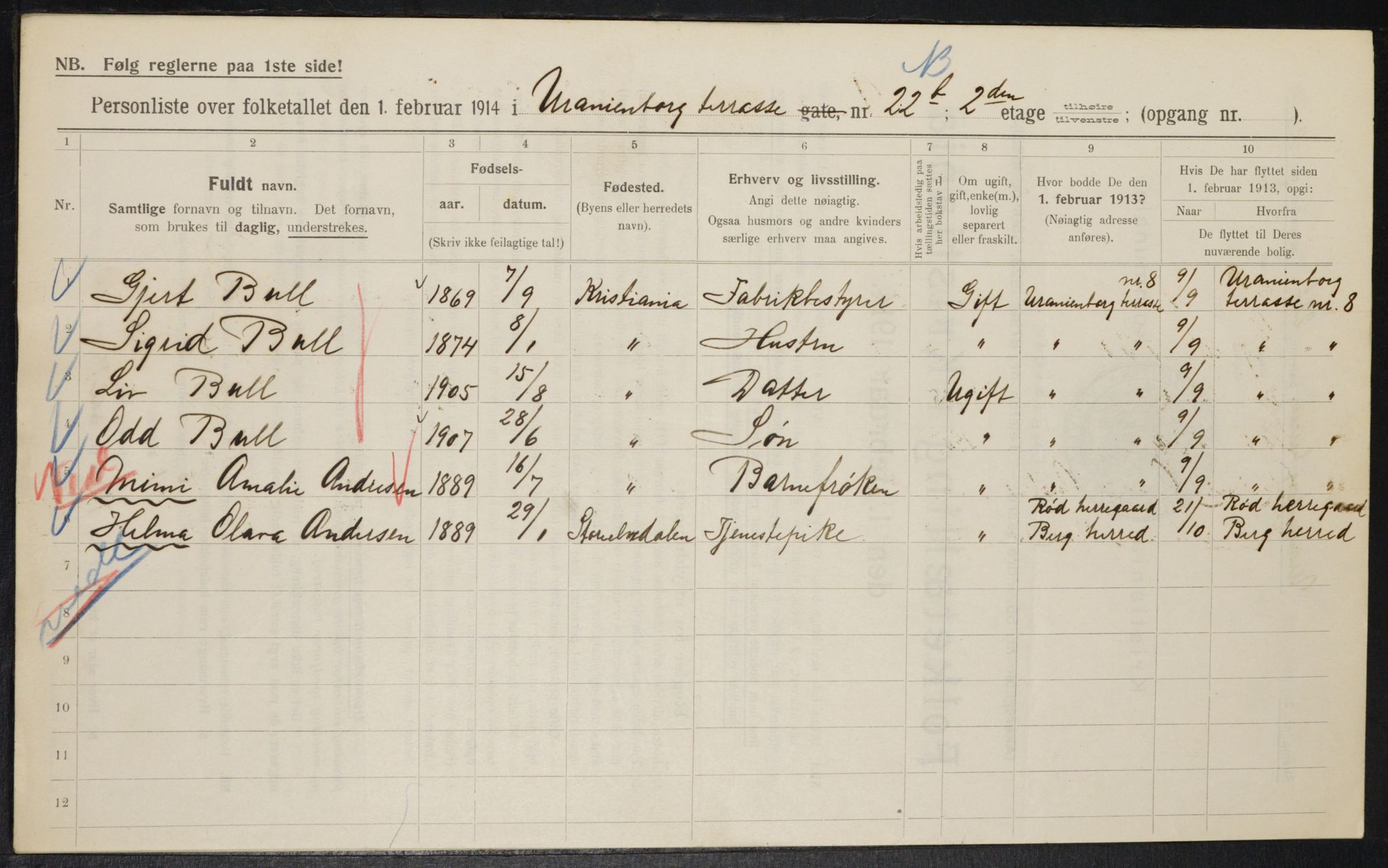 OBA, Municipal Census 1914 for Kristiania, 1914, p. 121363