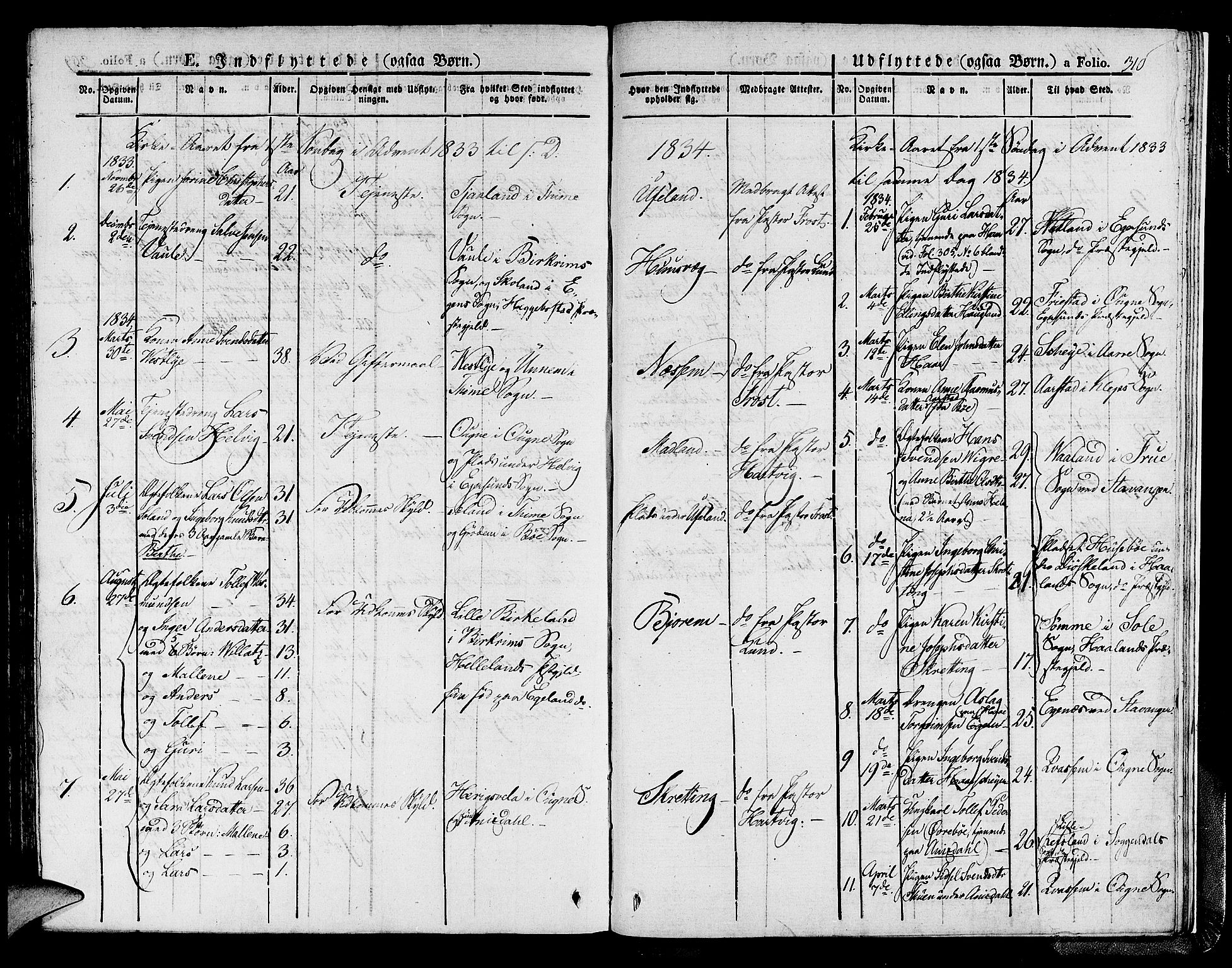 Hå sokneprestkontor, SAST/A-101801/001/30BA/L0004: Parish register (official) no. A 4.1 /1, 1826-1841, p. 310