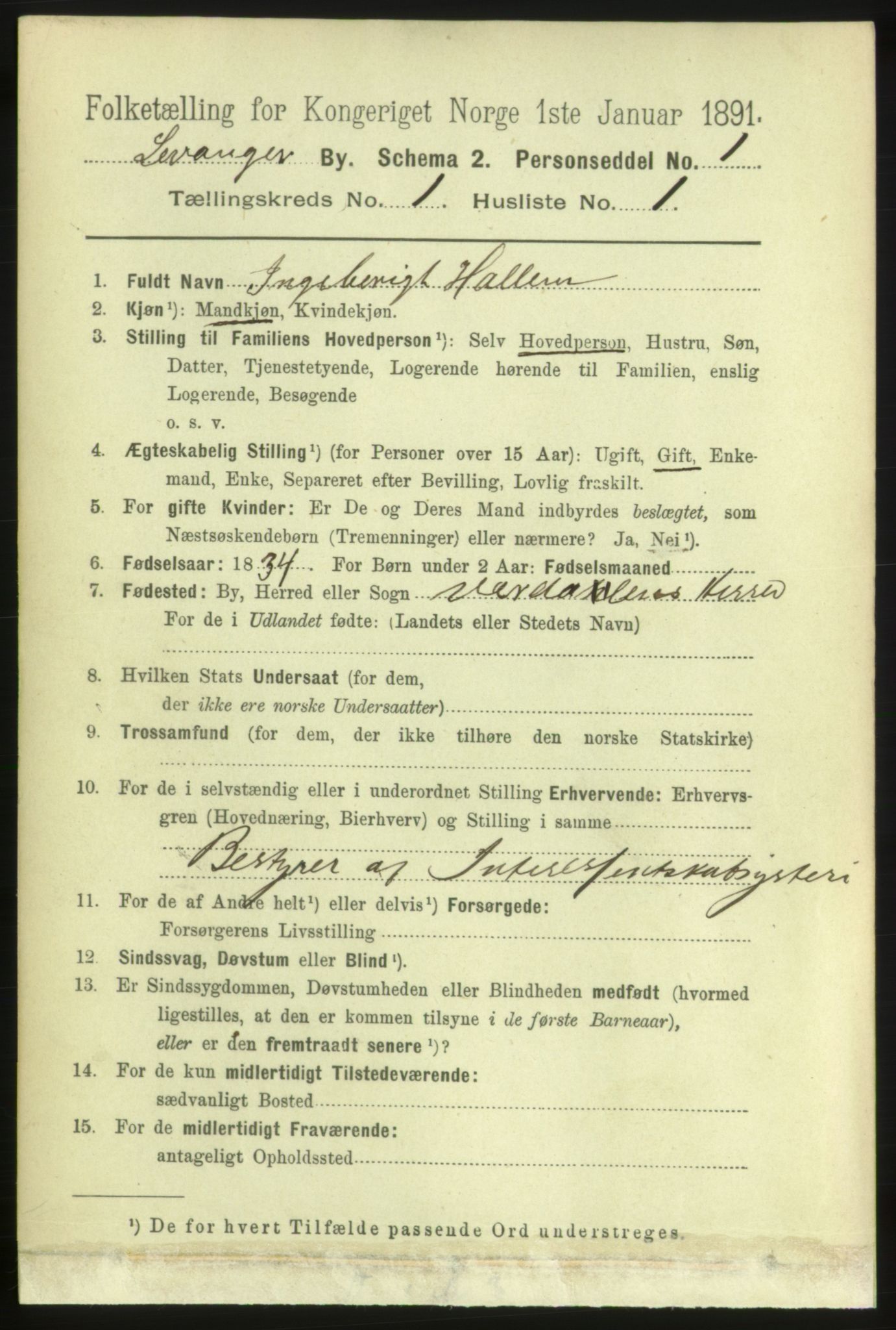 RA, 1891 census for 1701 Levanger, 1891, p. 98