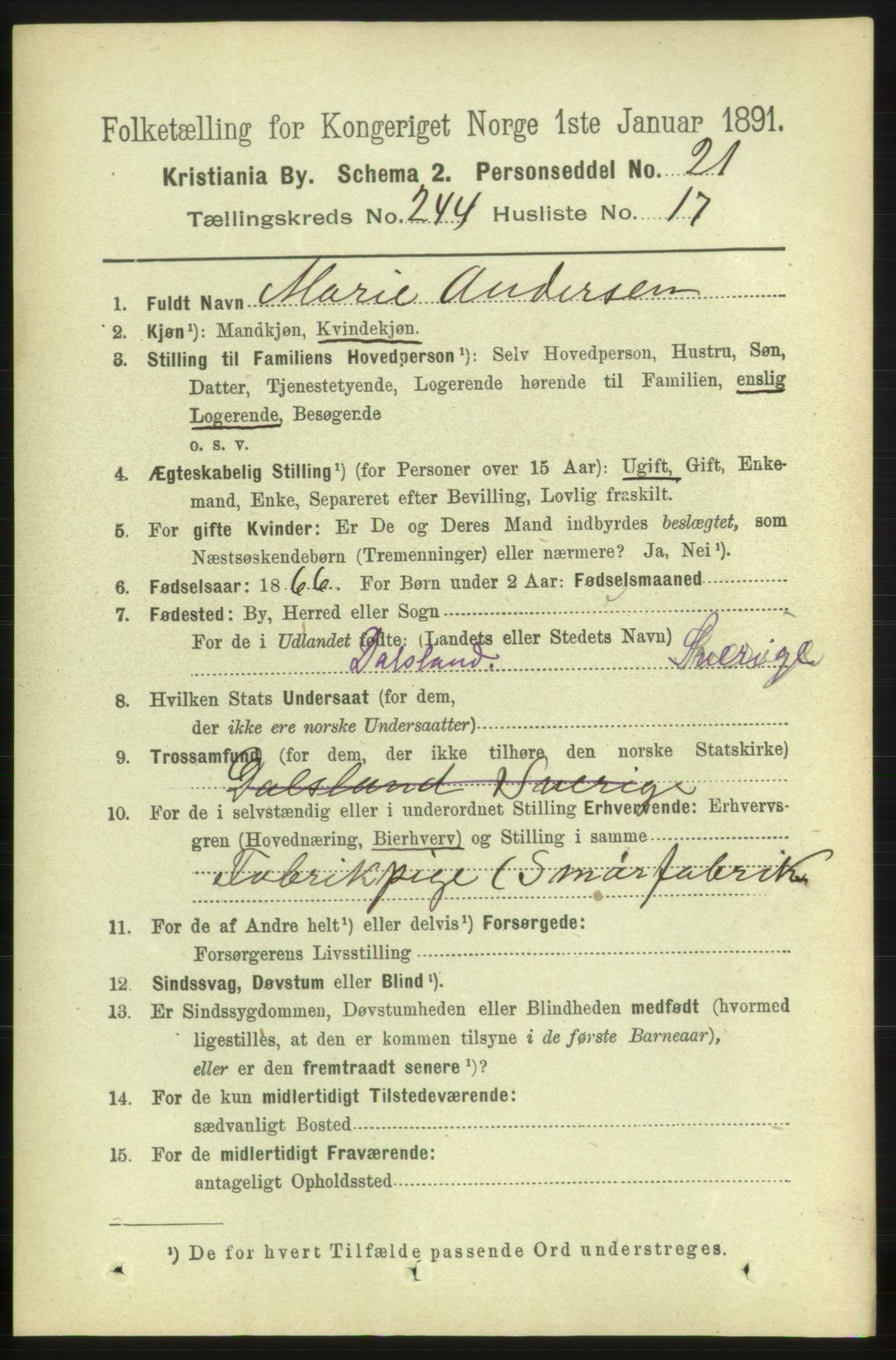 RA, 1891 census for 0301 Kristiania, 1891, p. 148930