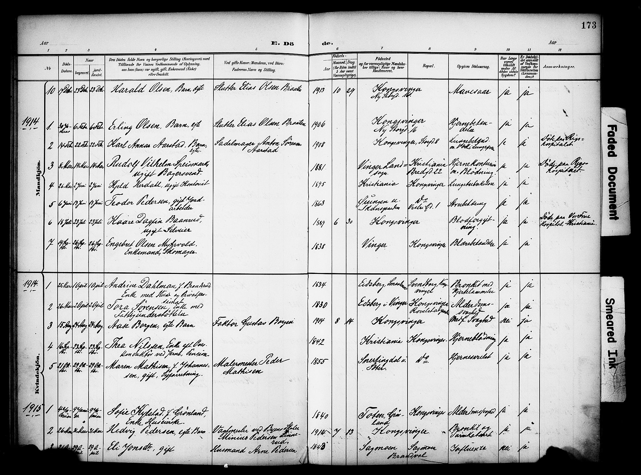 Vinger prestekontor, AV/SAH-PREST-024/H/Ha/Haa/L0016: Parish register (official) no. 16, 1898-1920, p. 173