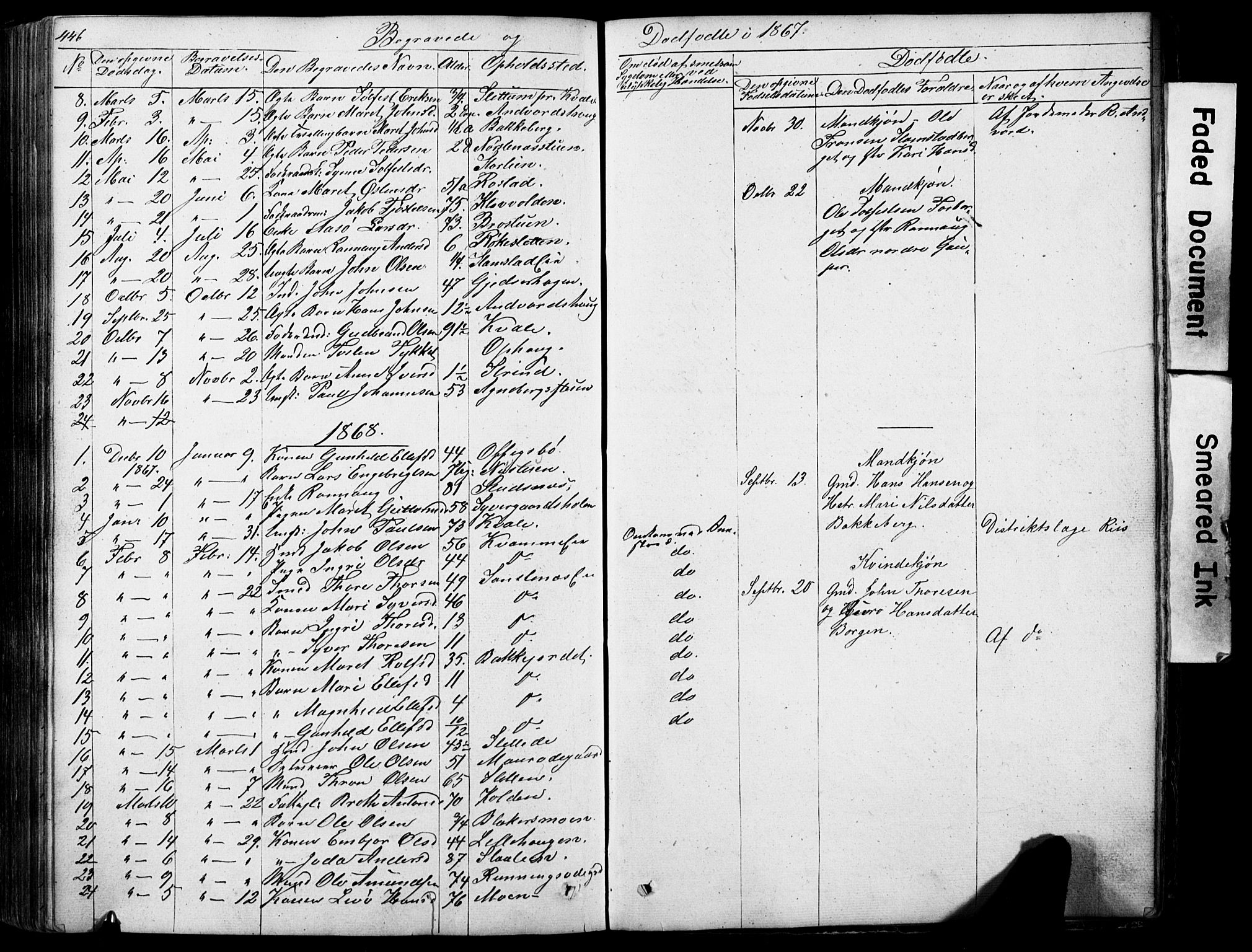 Lom prestekontor, AV/SAH-PREST-070/L/L0012: Parish register (copy) no. 12, 1845-1873, p. 446-447