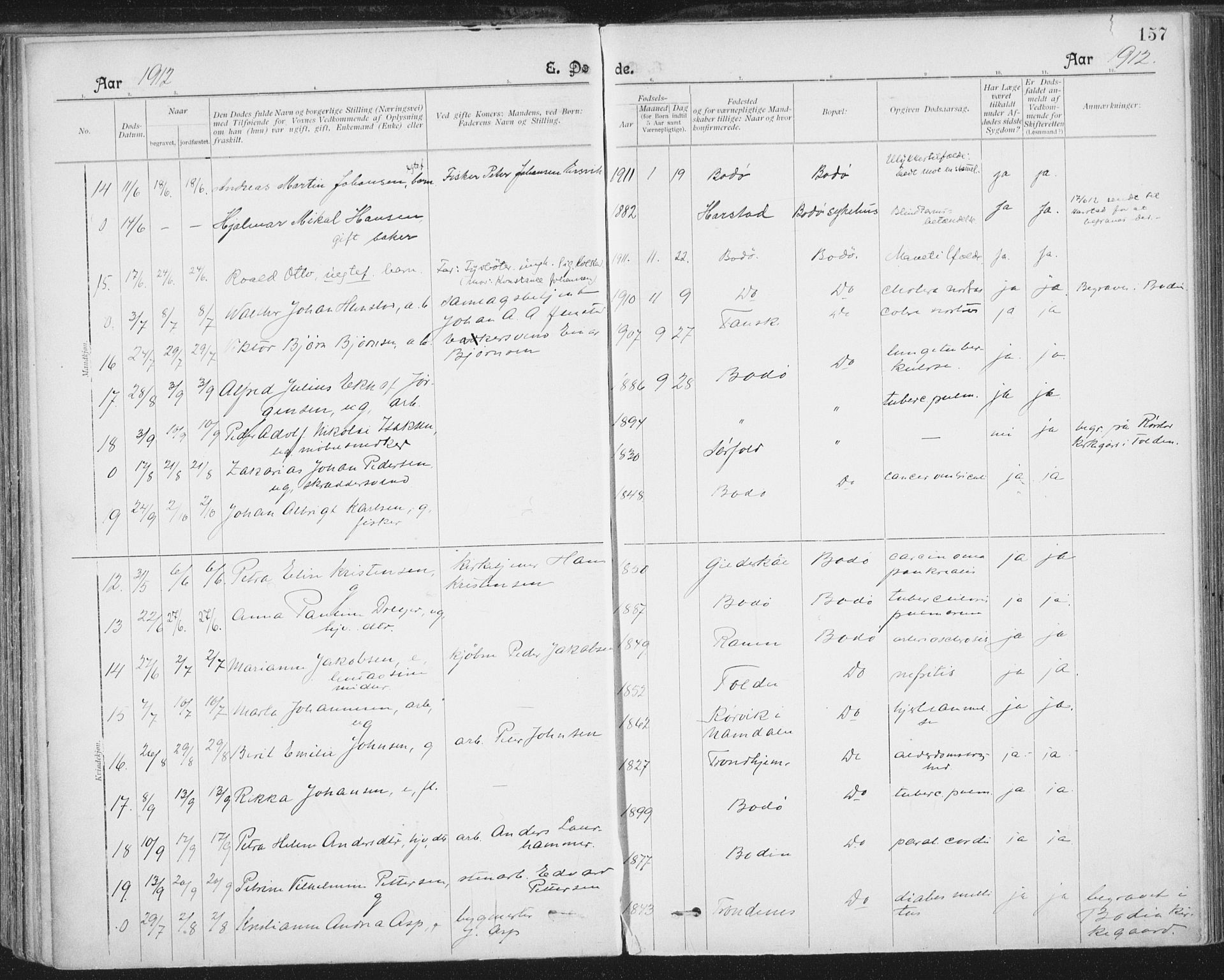 Ministerialprotokoller, klokkerbøker og fødselsregistre - Nordland, AV/SAT-A-1459/801/L0012: Parish register (official) no. 801A12, 1900-1916, p. 157