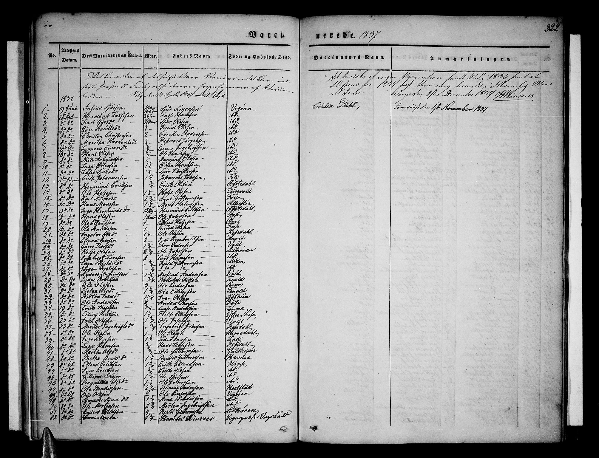 Vik sokneprestembete, AV/SAB-A-81501/H/Haa/Haaa/L0007: Parish register (official) no. A 7, 1831-1845, p. 322