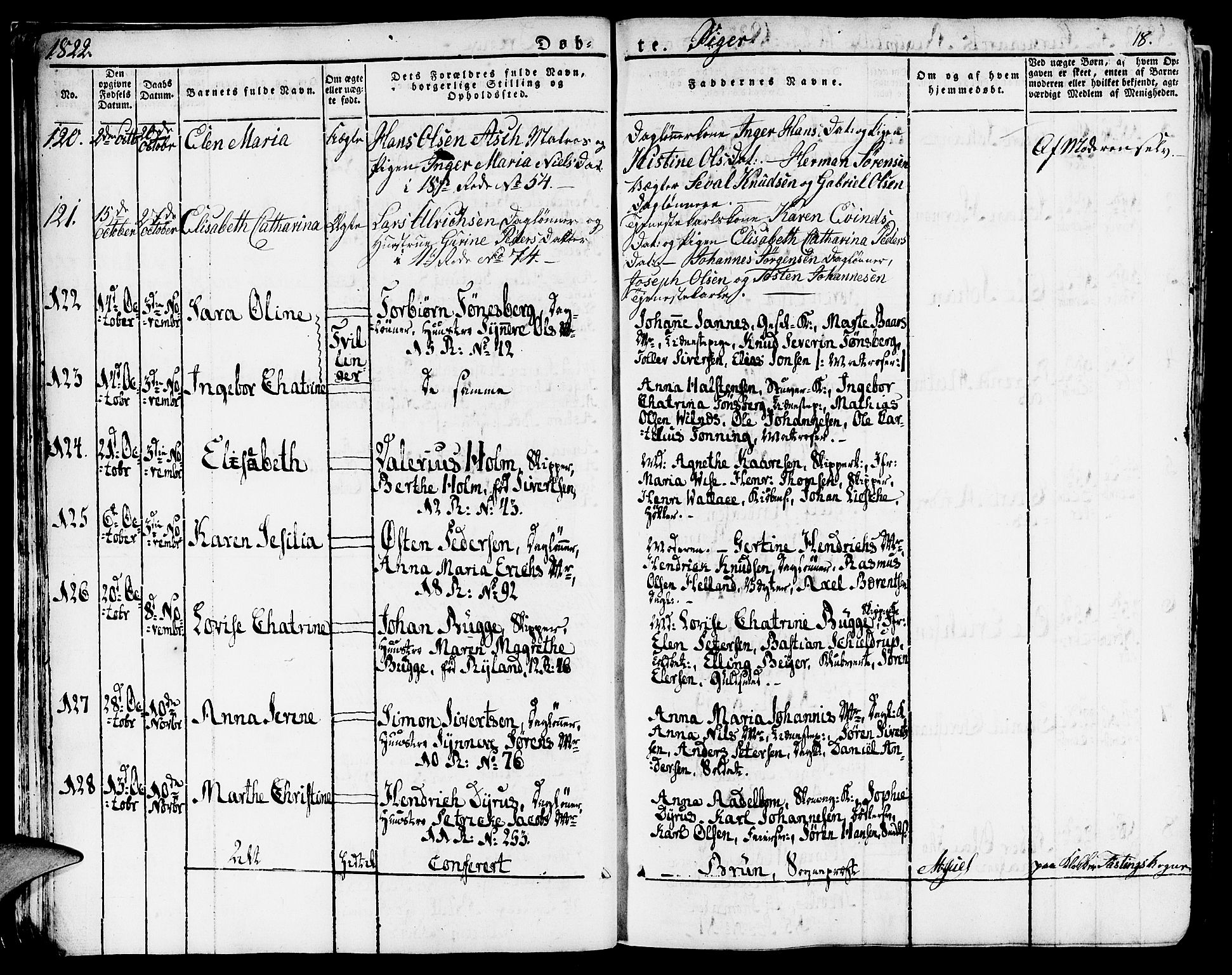 Domkirken sokneprestembete, SAB/A-74801/H/Haa/L0012: Parish register (official) no. A 12, 1821-1840, p. 18