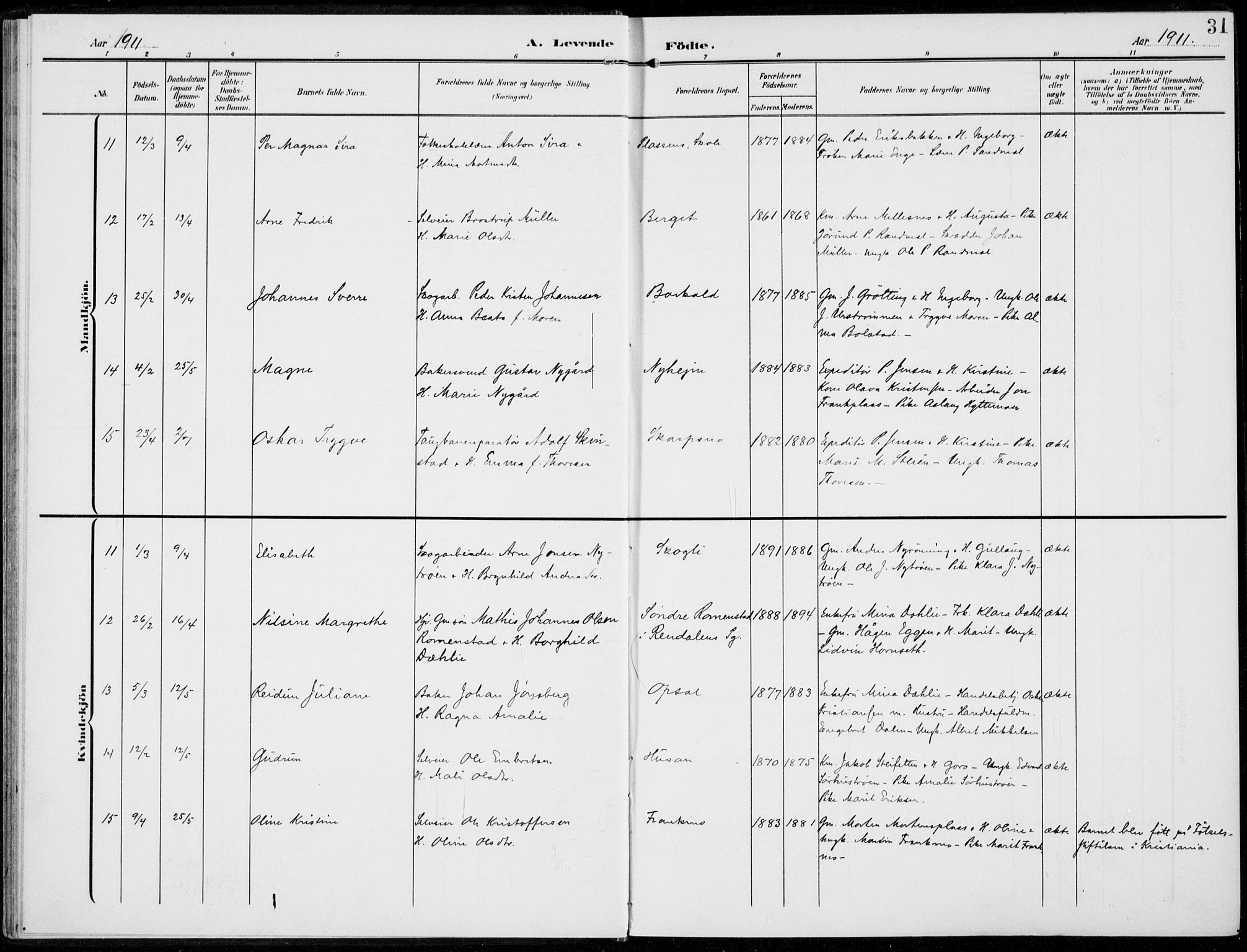 Alvdal prestekontor, AV/SAH-PREST-060/H/Ha/Haa/L0004: Parish register (official) no. 4, 1907-1919, p. 31