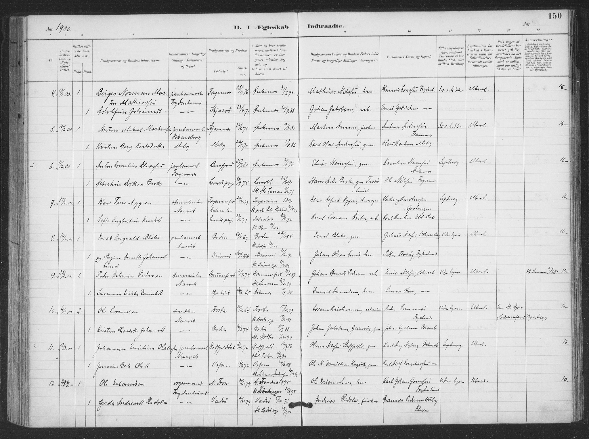 Ministerialprotokoller, klokkerbøker og fødselsregistre - Nordland, SAT/A-1459/866/L0939: Parish register (official) no. 866A02, 1894-1906, p. 150