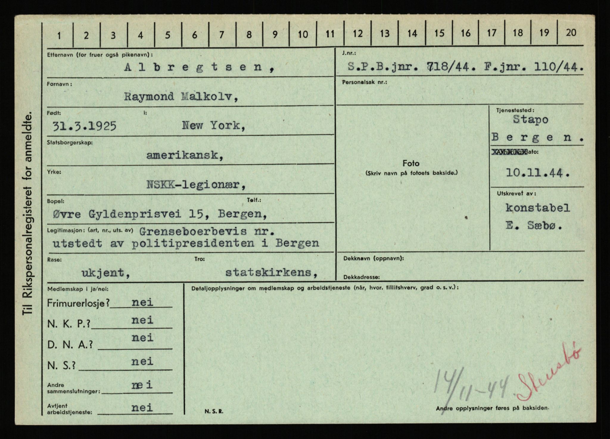 Statspolitiet - Hovedkontoret / Osloavdelingen, AV/RA-S-1329/C/Ca/L0001: Aabakken - Armann, 1943-1945, p. 1343