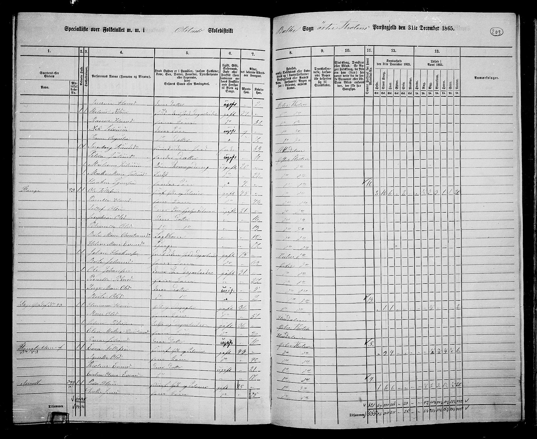 RA, 1865 census for Østre Toten, 1865, p. 315