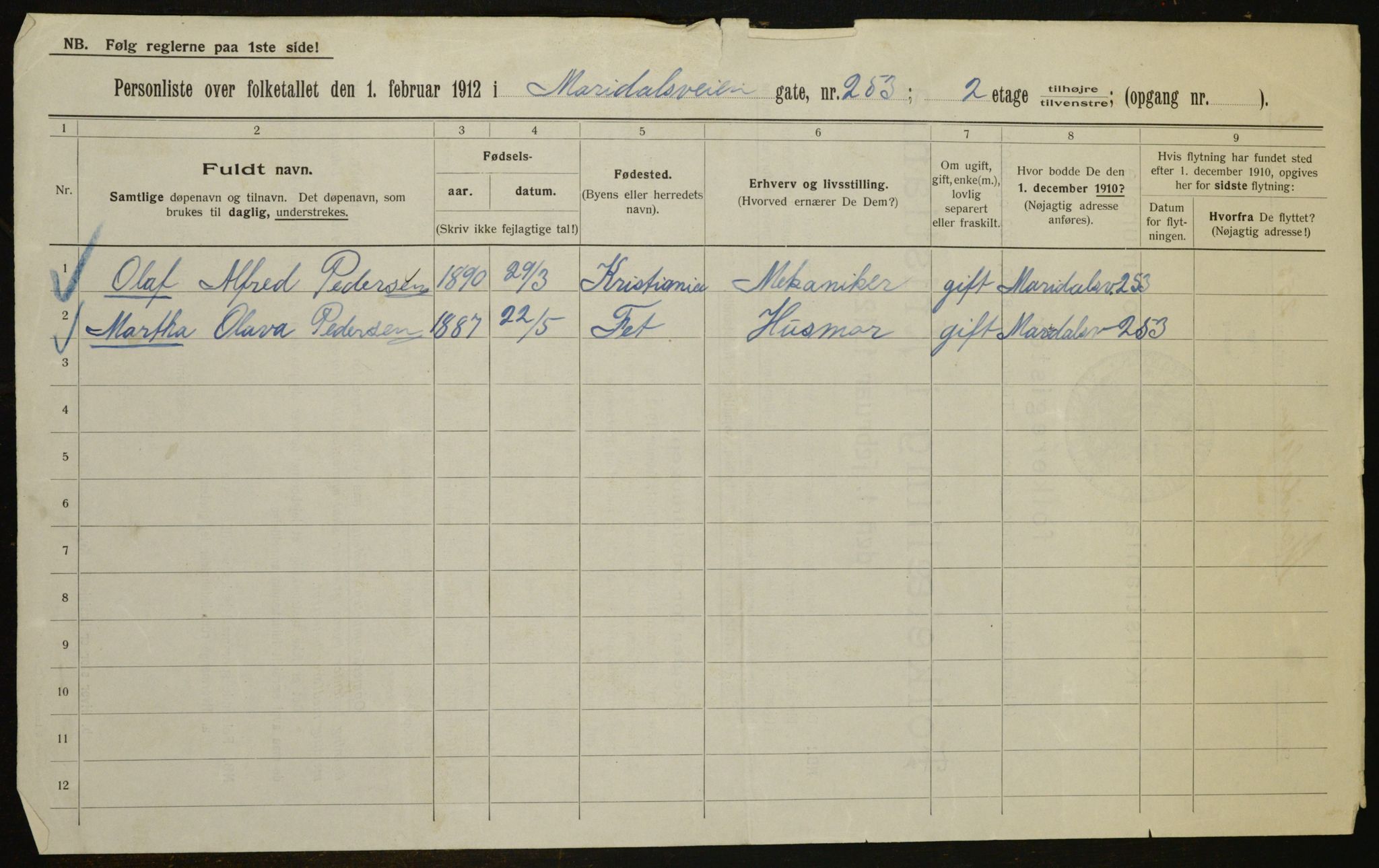 OBA, Municipal Census 1912 for Kristiania, 1912, p. 63226