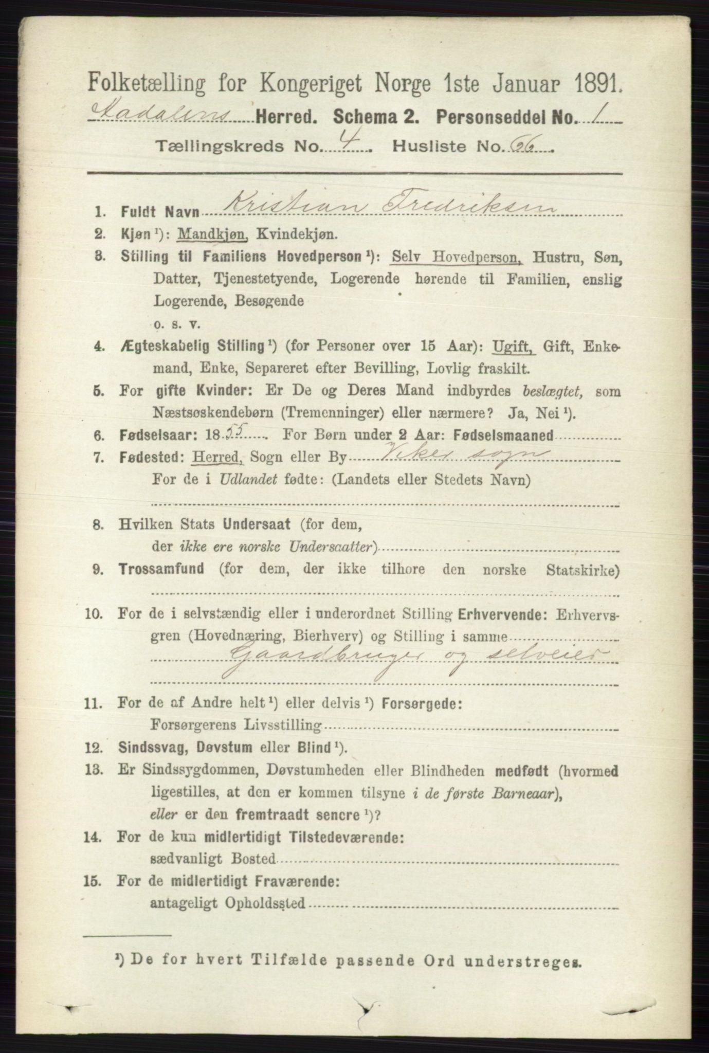 RA, 1891 census for 0614 Ådal, 1891, p. 1909