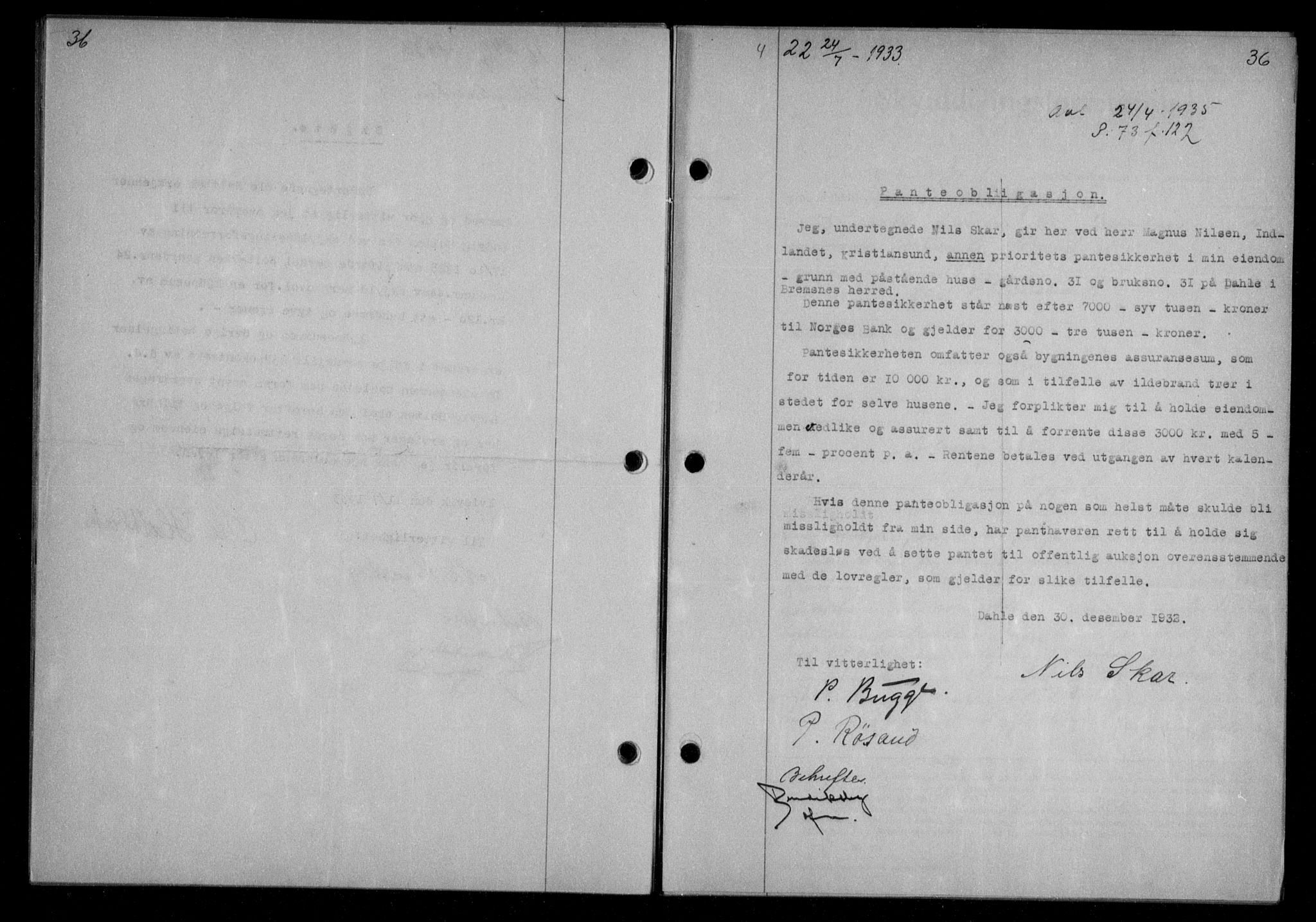 Nordmøre sorenskriveri, AV/SAT-A-4132/1/2/2Ca/L0079: Mortgage book no. 69, 1933-1933, Deed date: 24.07.1933