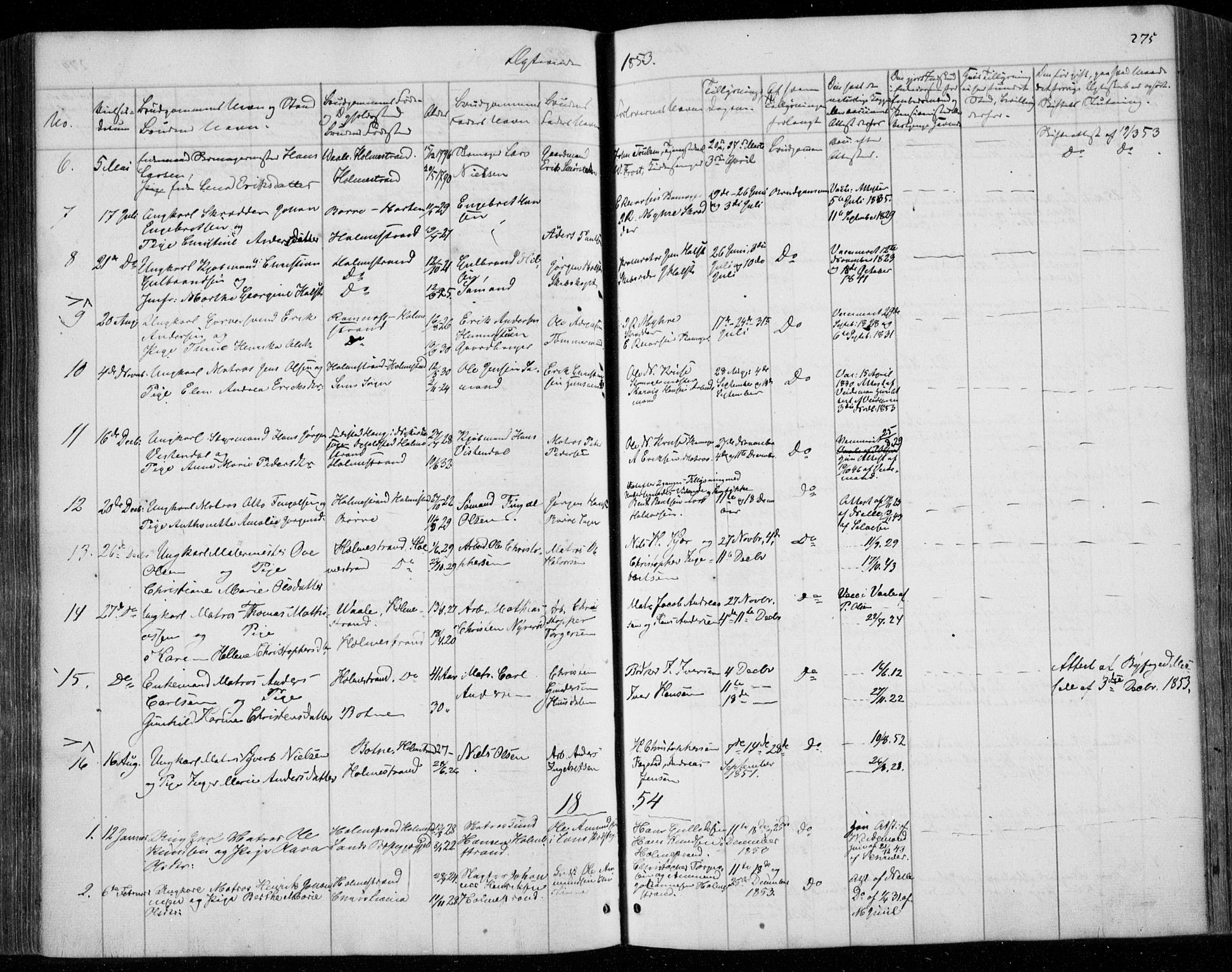 Holmestrand kirkebøker, AV/SAKO-A-346/F/Fa/L0002: Parish register (official) no. 2, 1840-1866, p. 275