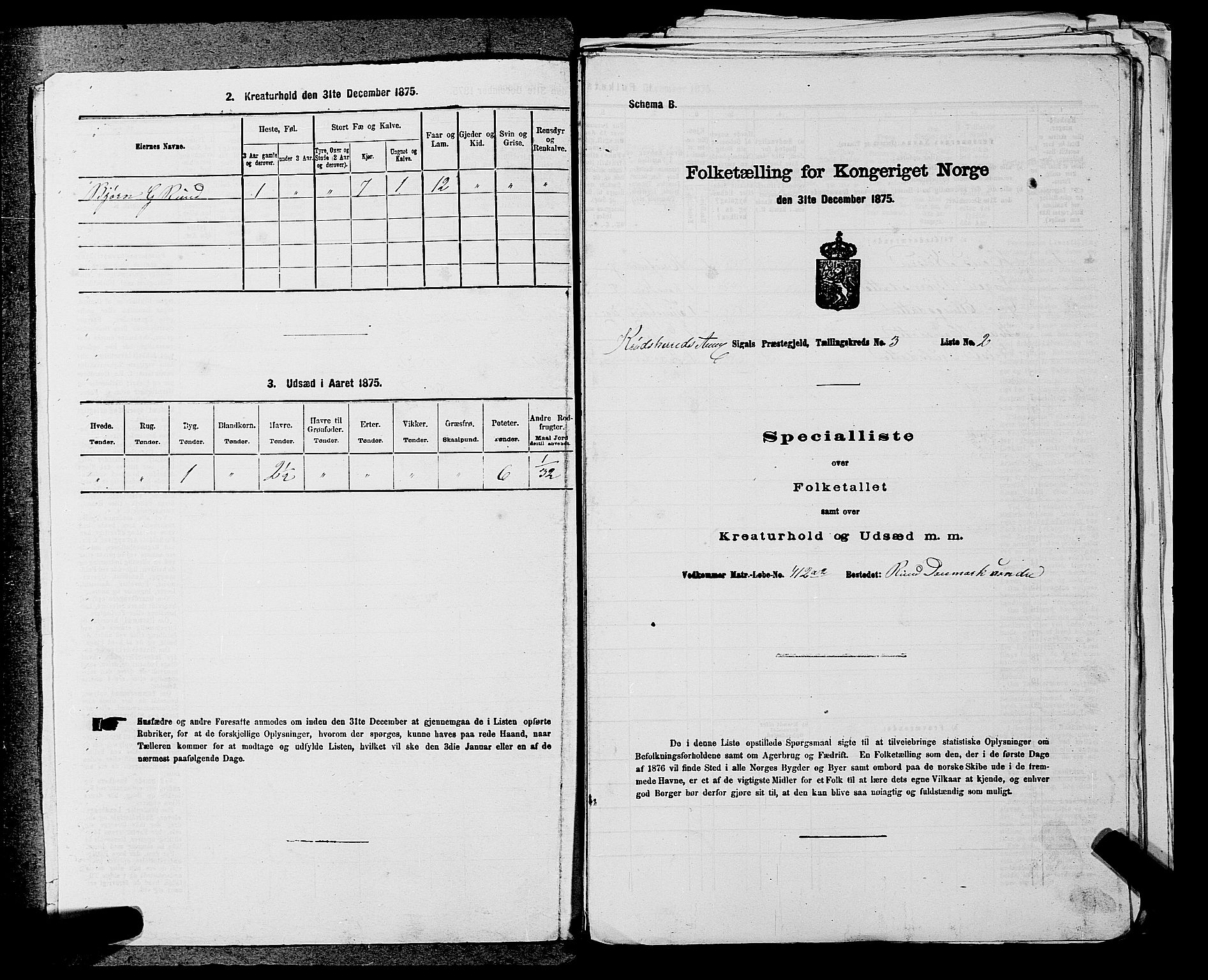 SAKO, 1875 census for 0621P Sigdal, 1875, p. 1483