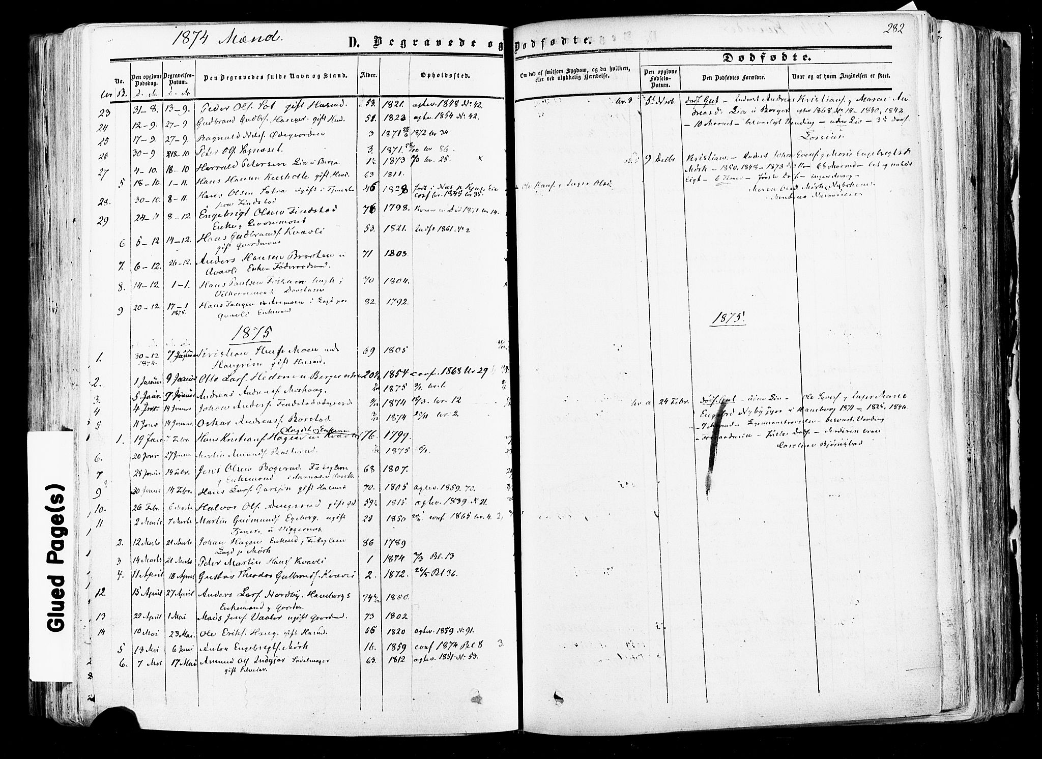 Aurskog prestekontor Kirkebøker, SAO/A-10304a/F/Fa/L0007: Parish register (official) no. I 7, 1854-1877, p. 282