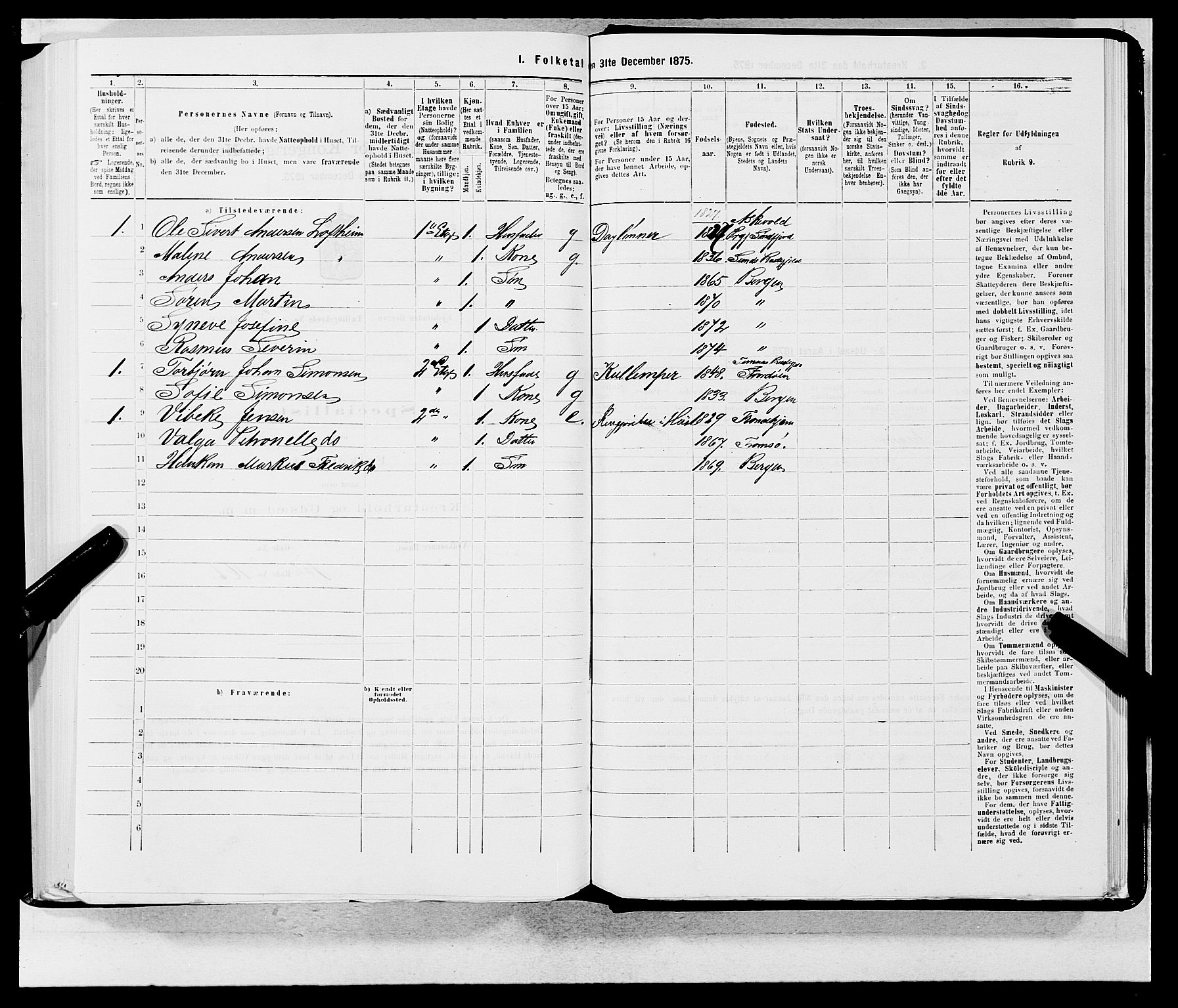 SAB, 1875 census for 1301 Bergen, 1875, p. 318