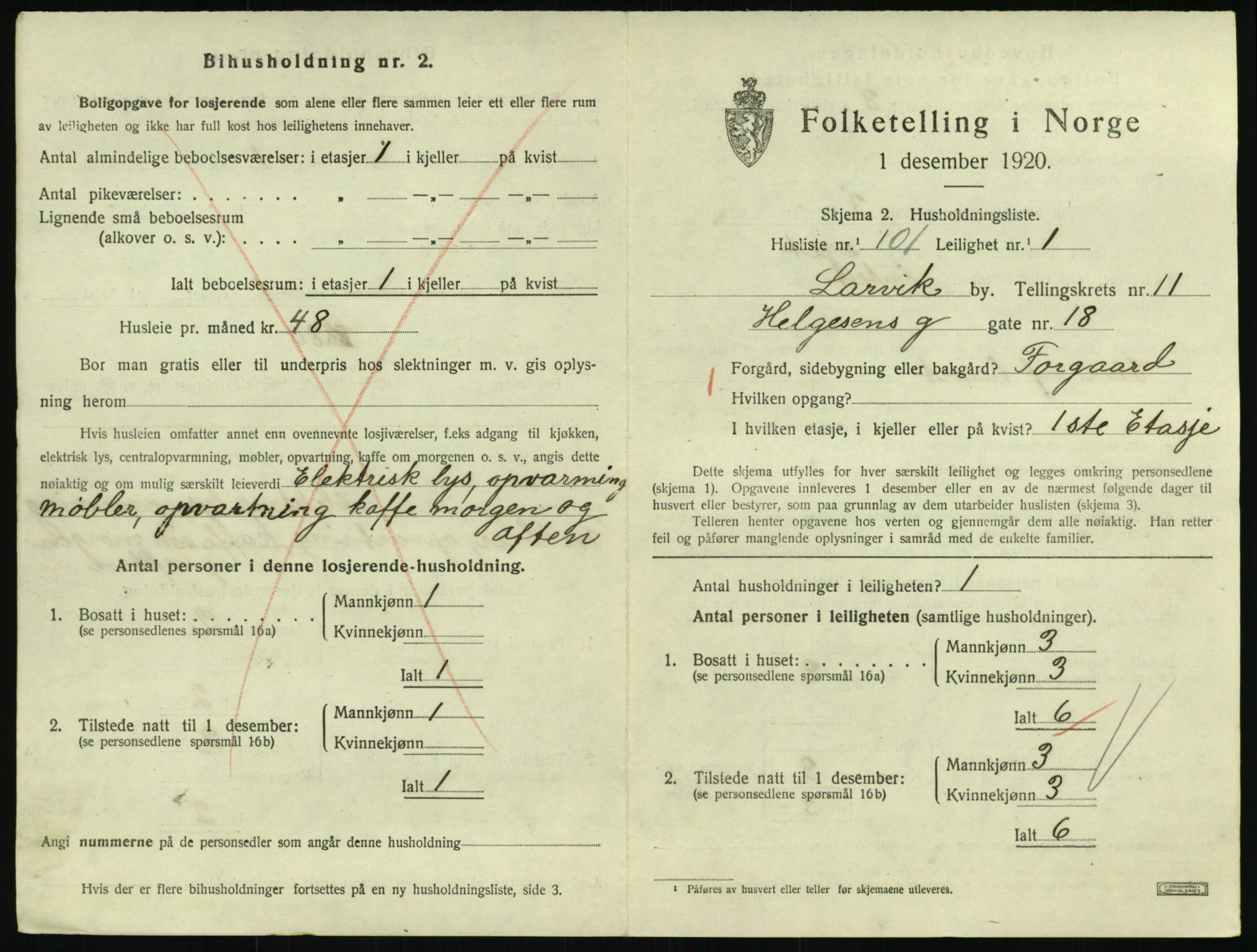 SAKO, 1920 census for Larvik, 1920, p. 8344