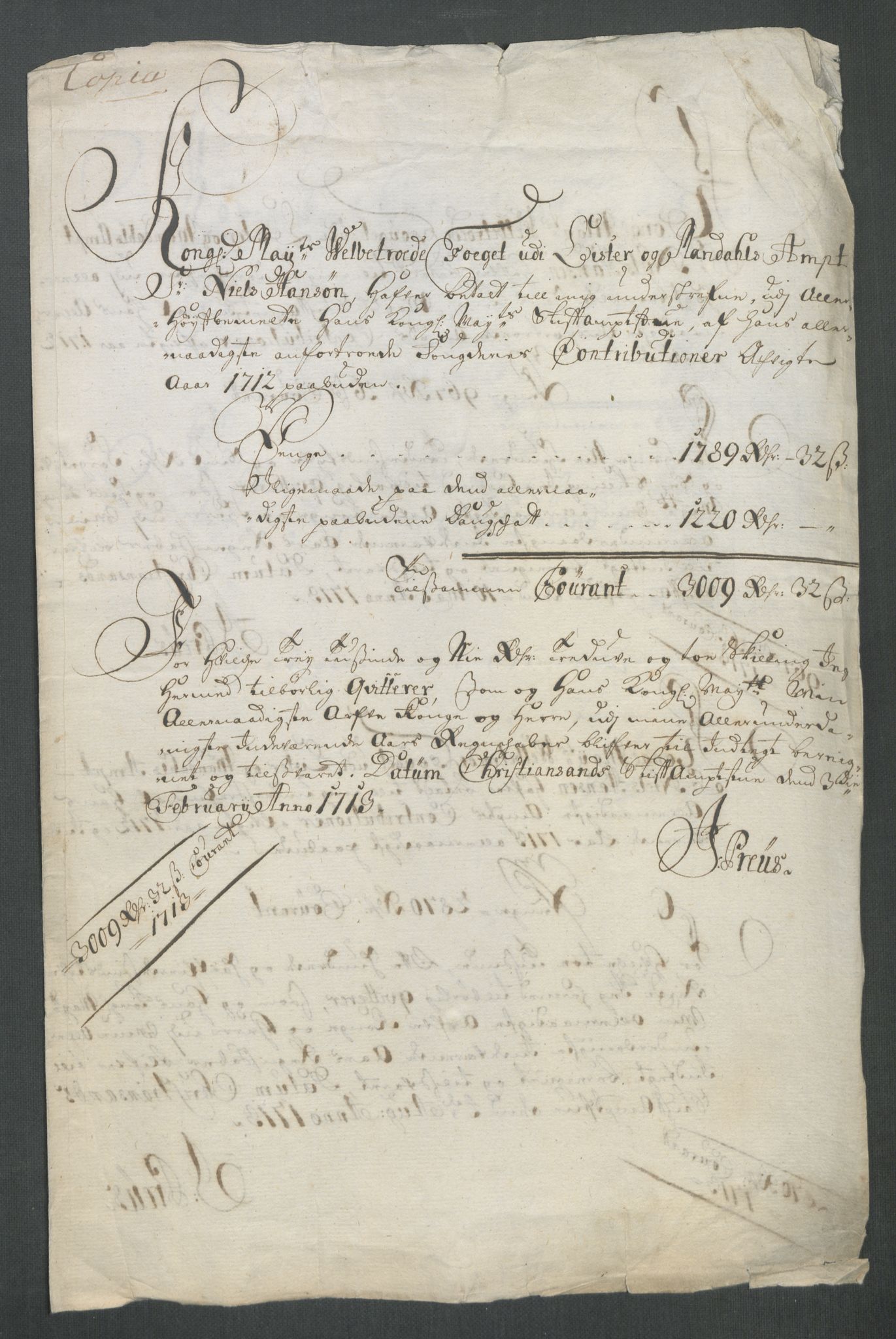 Rentekammeret inntil 1814, Reviderte regnskaper, Fogderegnskap, RA/EA-4092/R43/L2556: Fogderegnskap Lista og Mandal, 1713, p. 525