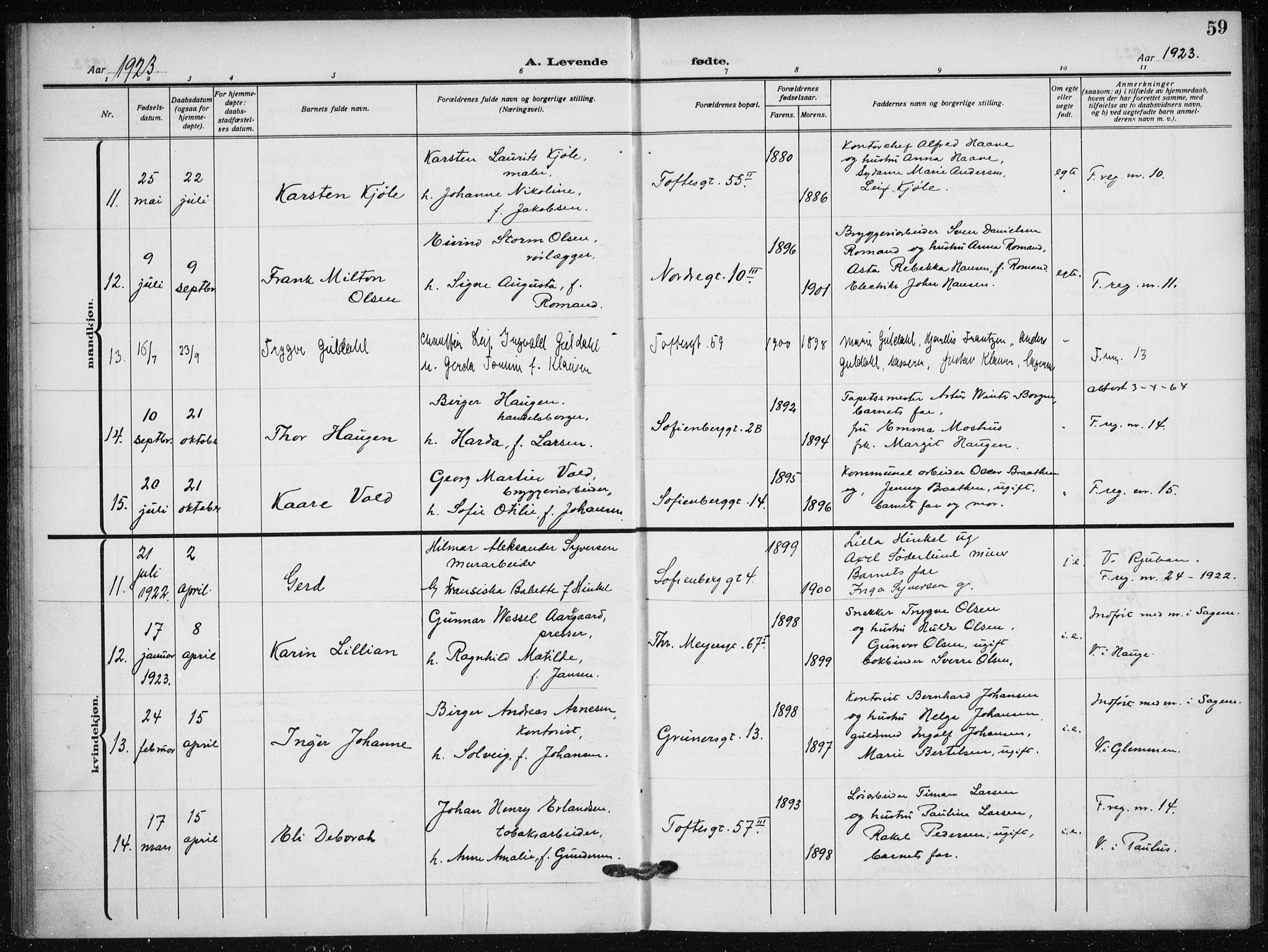 Hauge prestekontor Kirkebøker, AV/SAO-A-10849/F/Fa/L0001: Parish register (official) no. 1, 1917-1938, p. 59