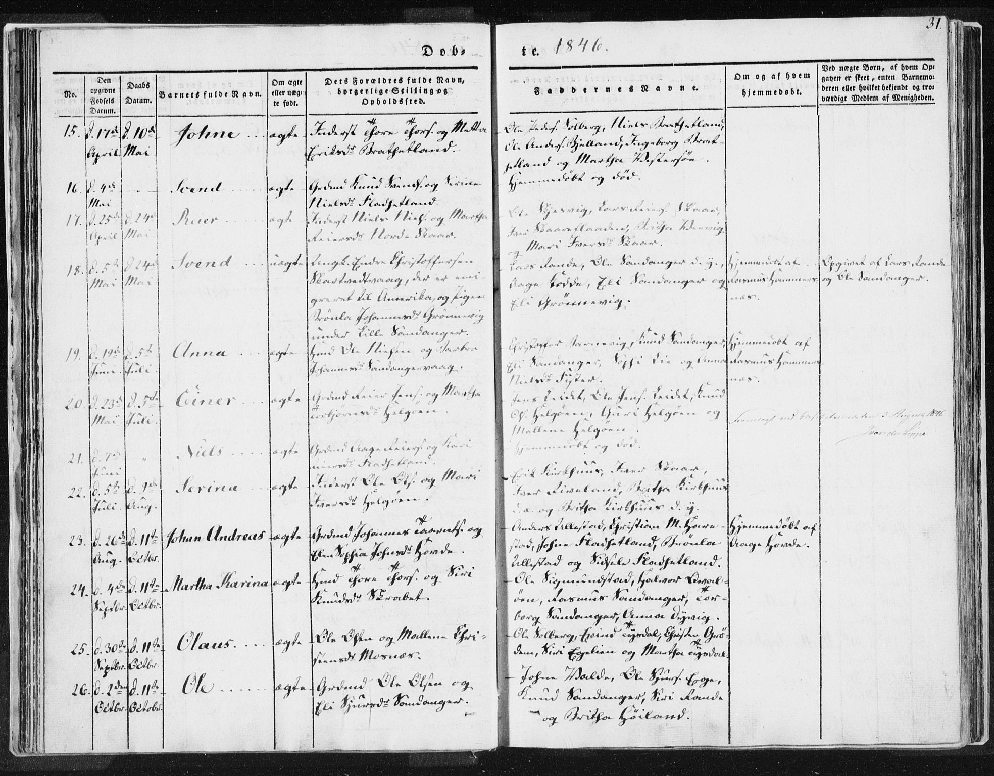 Hjelmeland sokneprestkontor, AV/SAST-A-101843/01/IV/L0007: Parish register (official) no. A 7, 1834-1850, p. 31