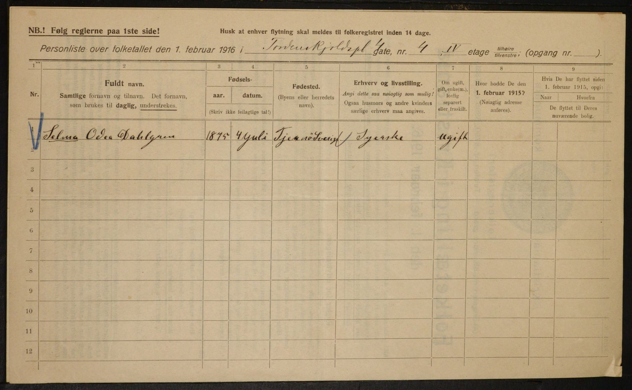 OBA, Municipal Census 1916 for Kristiania, 1916, p. 117097