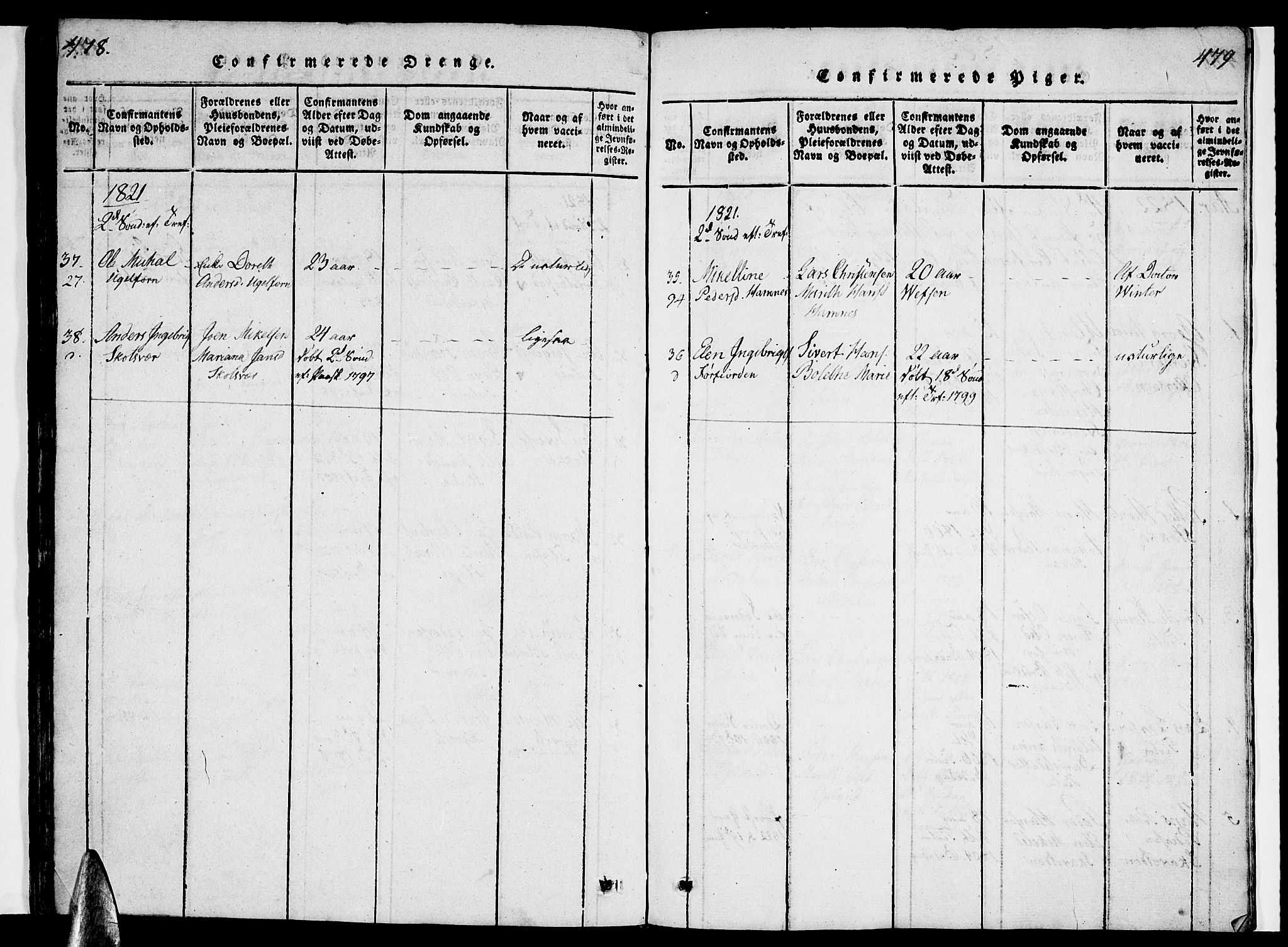 Ministerialprotokoller, klokkerbøker og fødselsregistre - Nordland, AV/SAT-A-1459/830/L0457: Parish register (copy) no. 830C01 /1, 1820-1842, p. 478-479