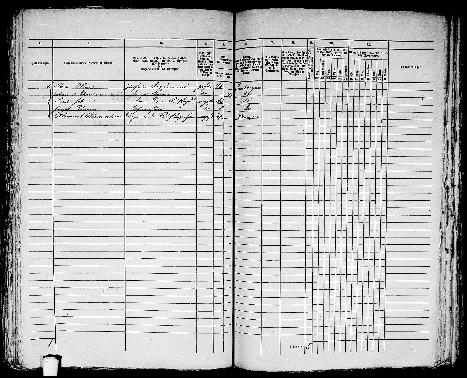 RA, 1865 census for Bergen Landdistrikt/Domkirken og Korskirken, 1865, p. 224