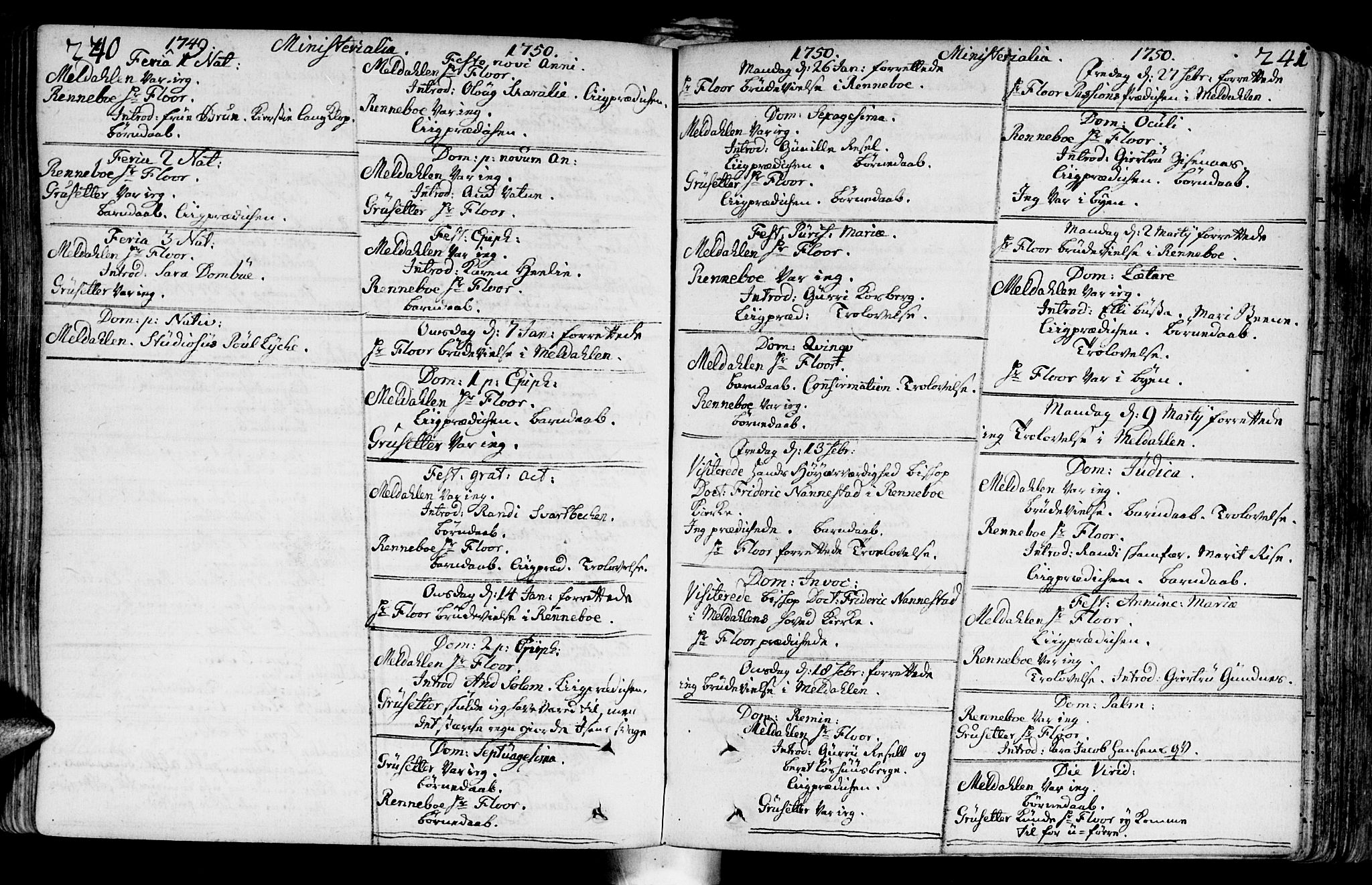 Ministerialprotokoller, klokkerbøker og fødselsregistre - Sør-Trøndelag, SAT/A-1456/672/L0850: Parish register (official) no. 672A03, 1725-1751, p. 240-241