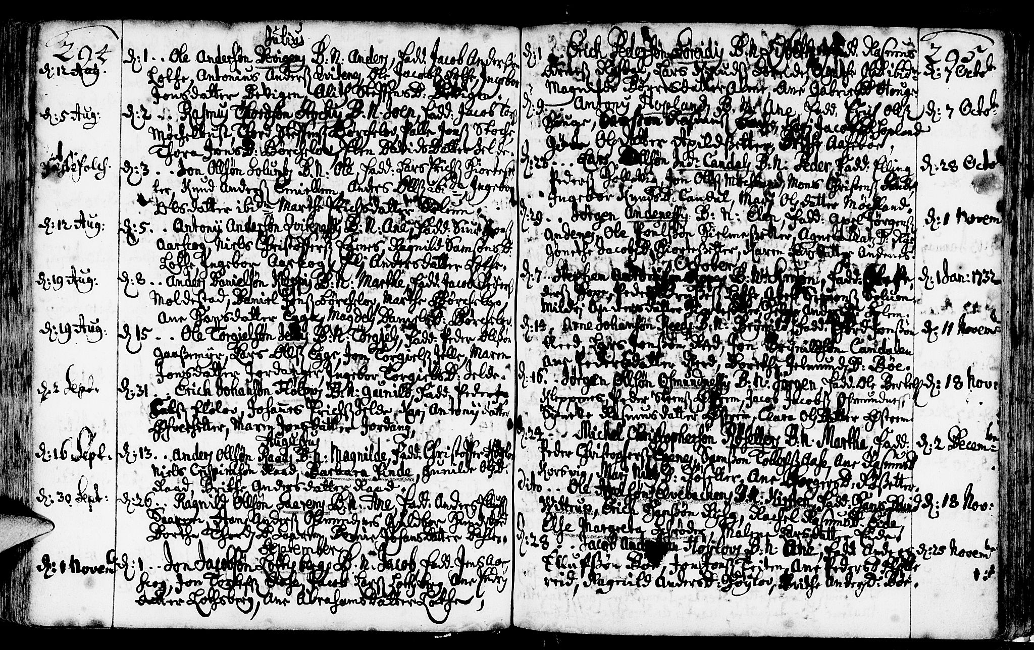 Gloppen sokneprestembete, AV/SAB-A-80101/H/Haa/Haaa/L0002: Parish register (official) no. A 2, 1712-1735, p. 294-295