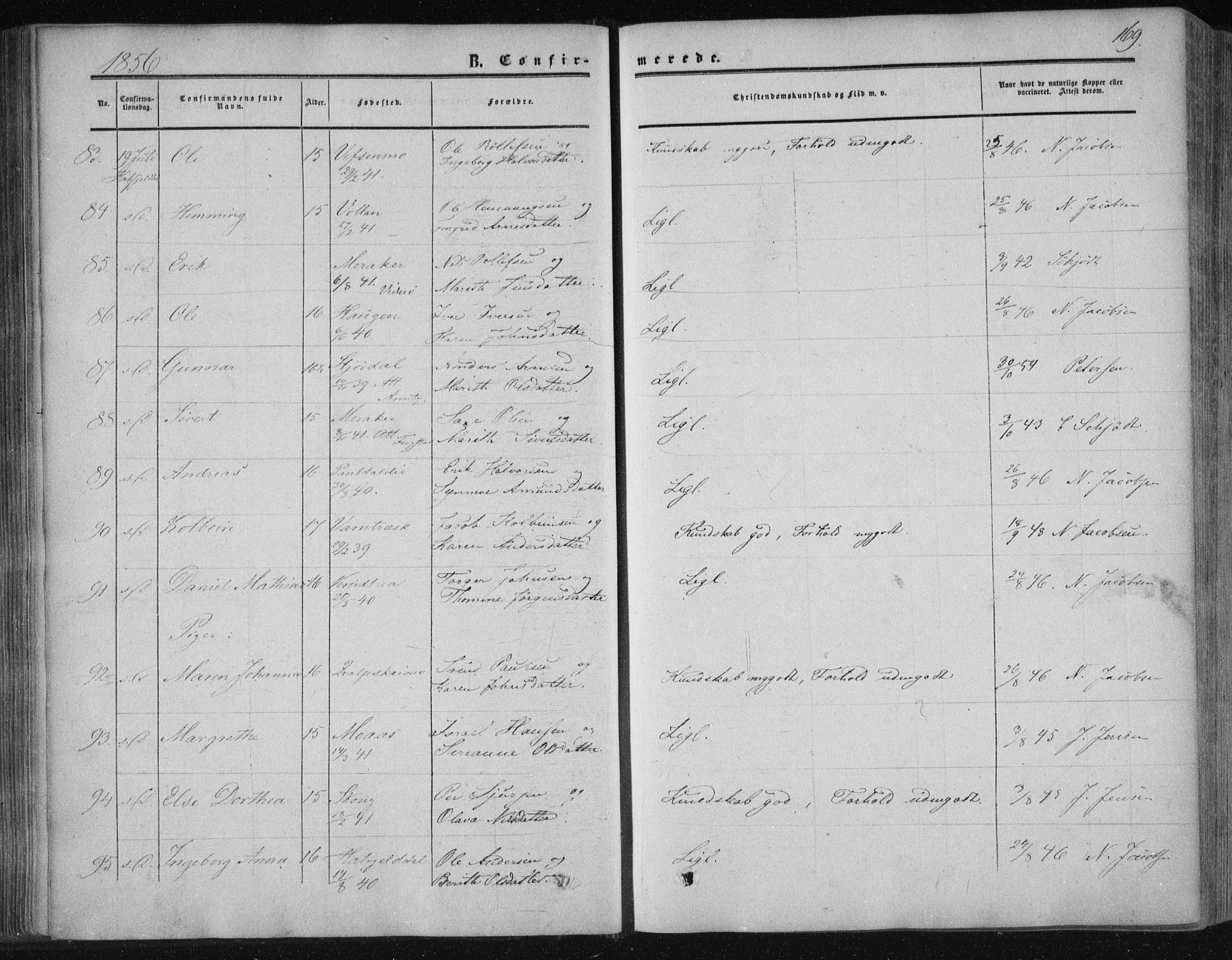 Ministerialprotokoller, klokkerbøker og fødselsregistre - Nordland, SAT/A-1459/820/L0293: Parish register (official) no. 820A14, 1855-1865, p. 169