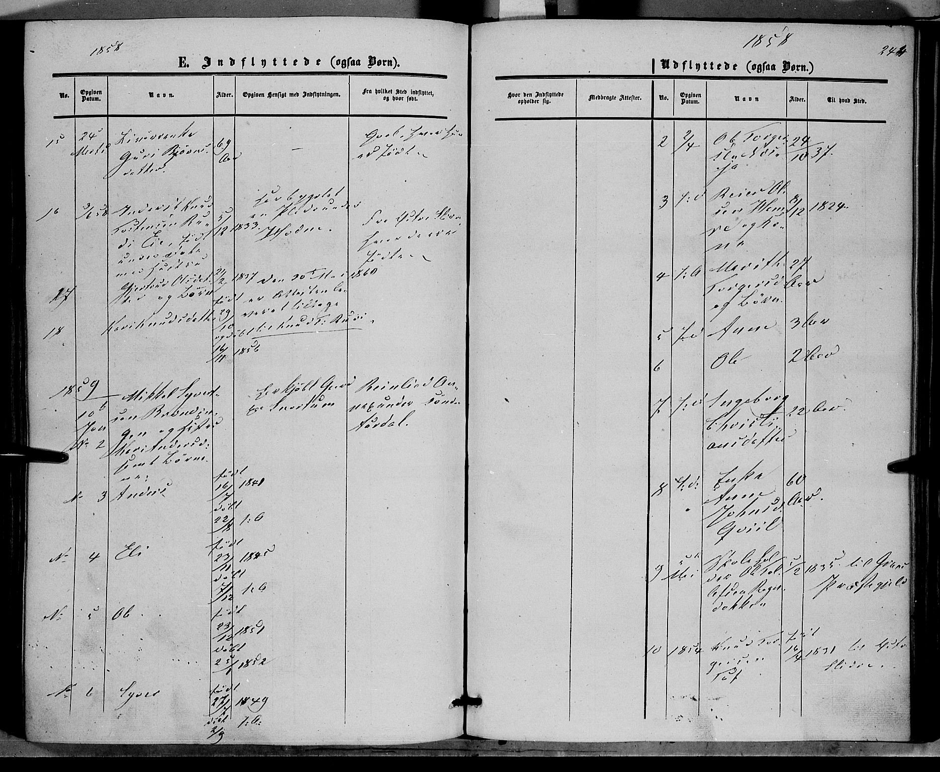 Vestre Slidre prestekontor, SAH/PREST-136/H/Ha/Haa/L0002: Parish register (official) no. 2, 1856-1864, p. 244