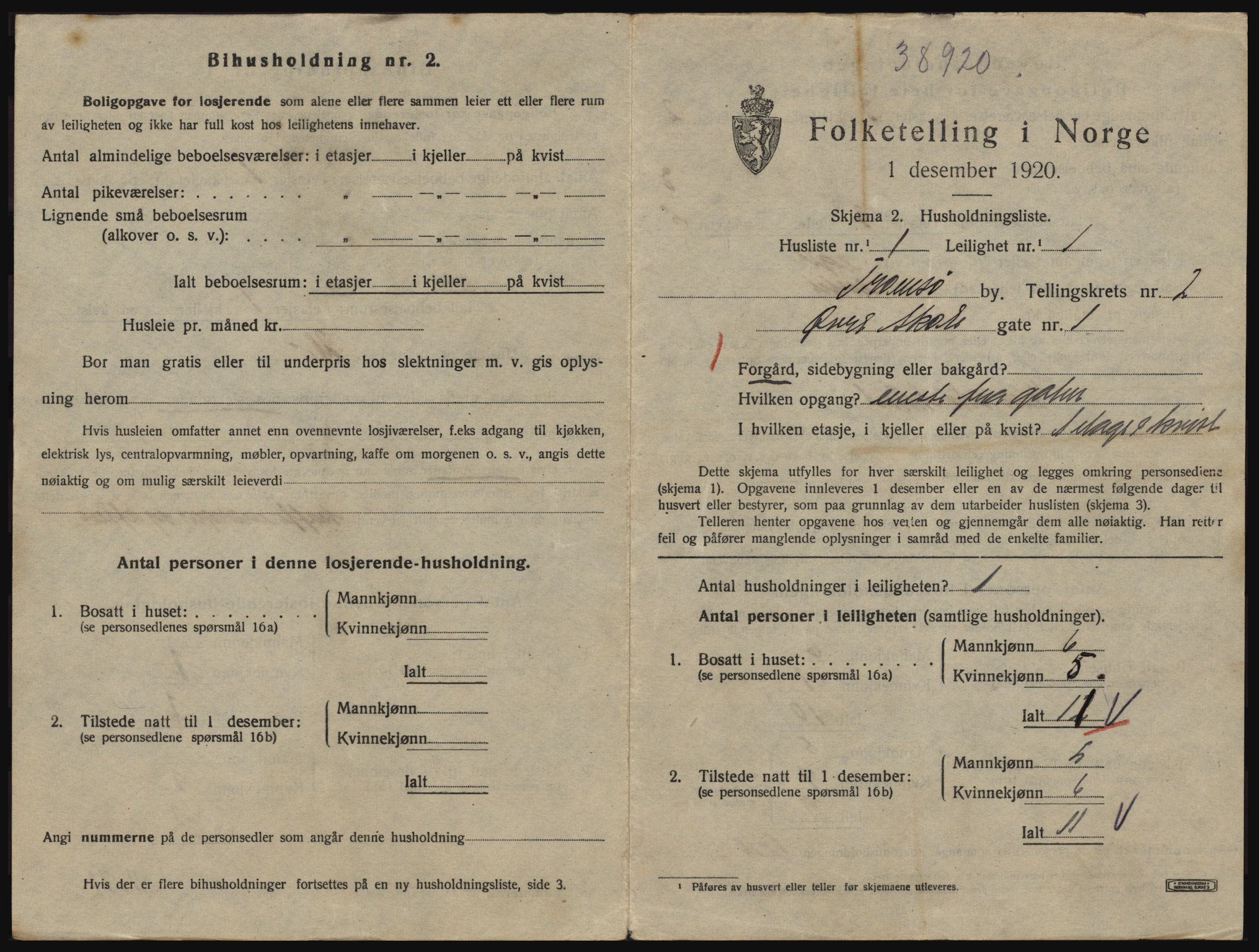 SATØ, 1920 census for Tromsø, 1920, p. 2787