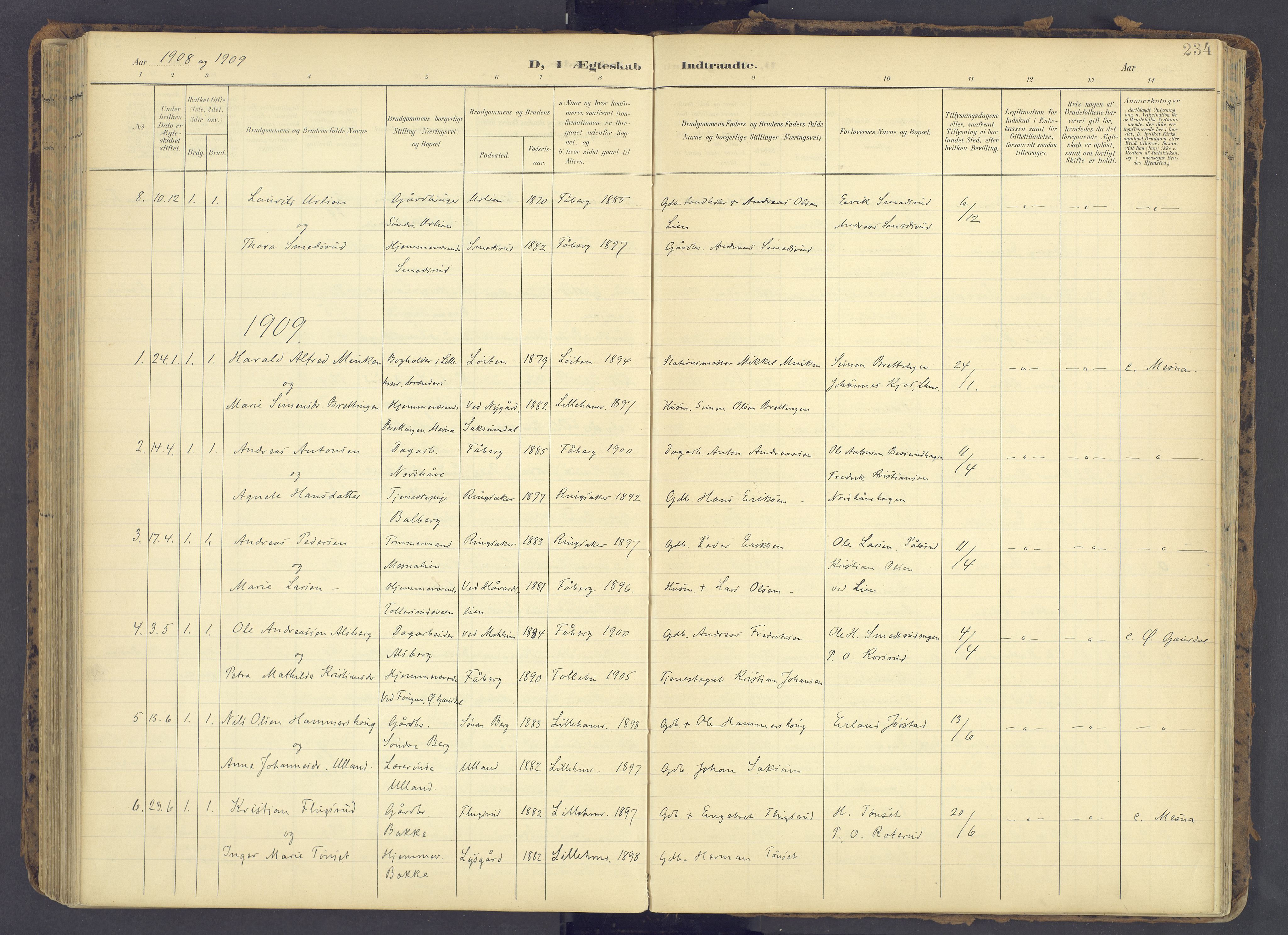 Fåberg prestekontor, AV/SAH-PREST-086/H/Ha/Haa/L0012: Parish register (official) no. 12, 1899-1915, p. 234