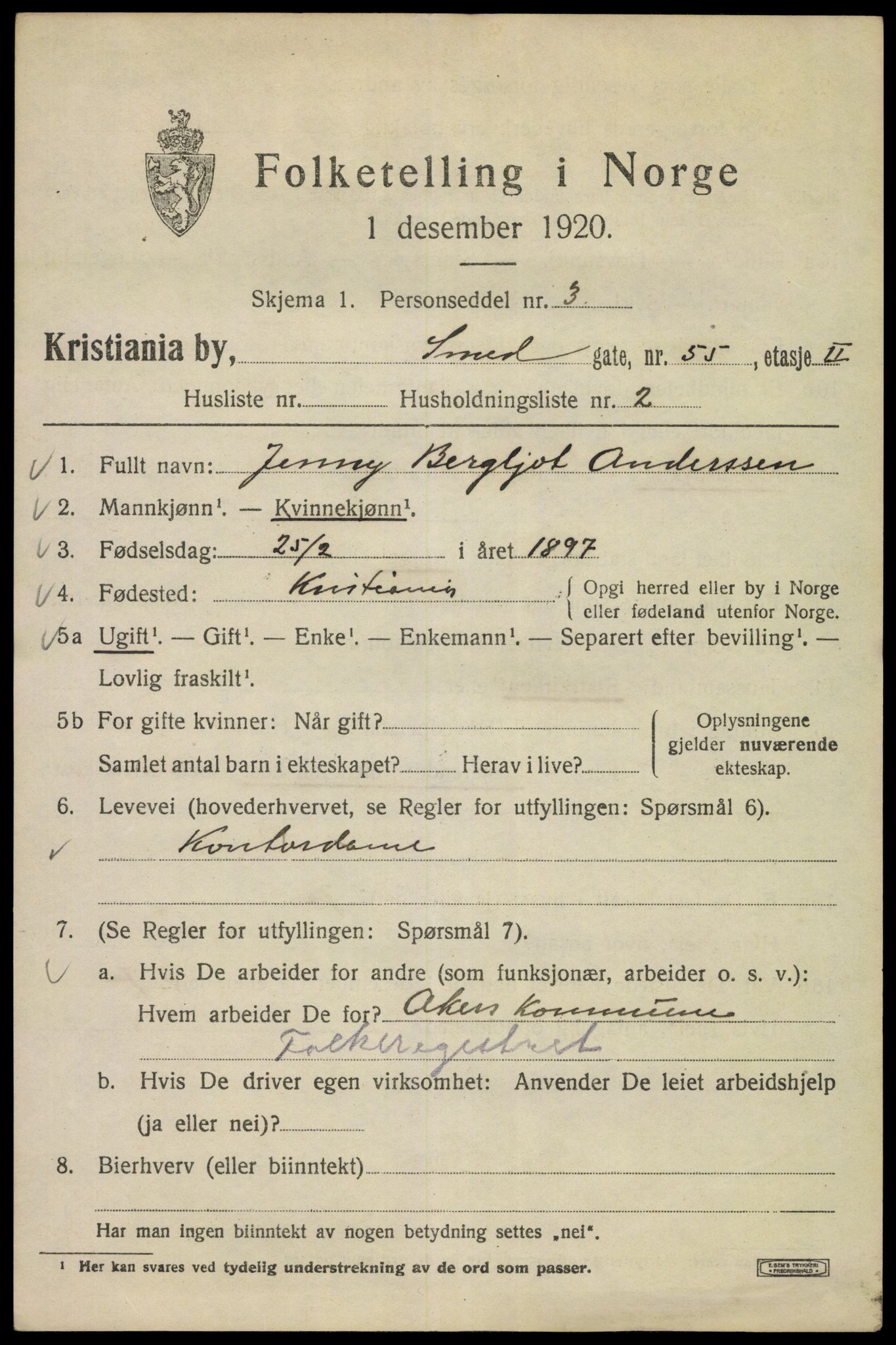 SAO, 1920 census for Kristiania, 1920, p. 521465