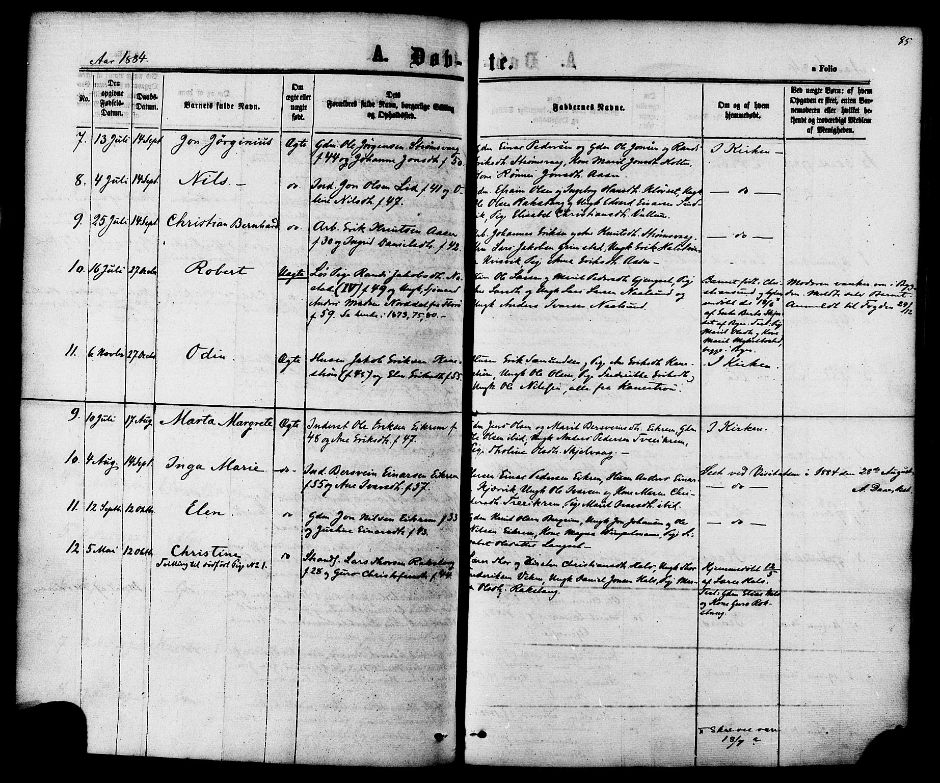 Ministerialprotokoller, klokkerbøker og fødselsregistre - Møre og Romsdal, AV/SAT-A-1454/587/L0999: Parish register (official) no. 587A01, 1864-1886, p. 85