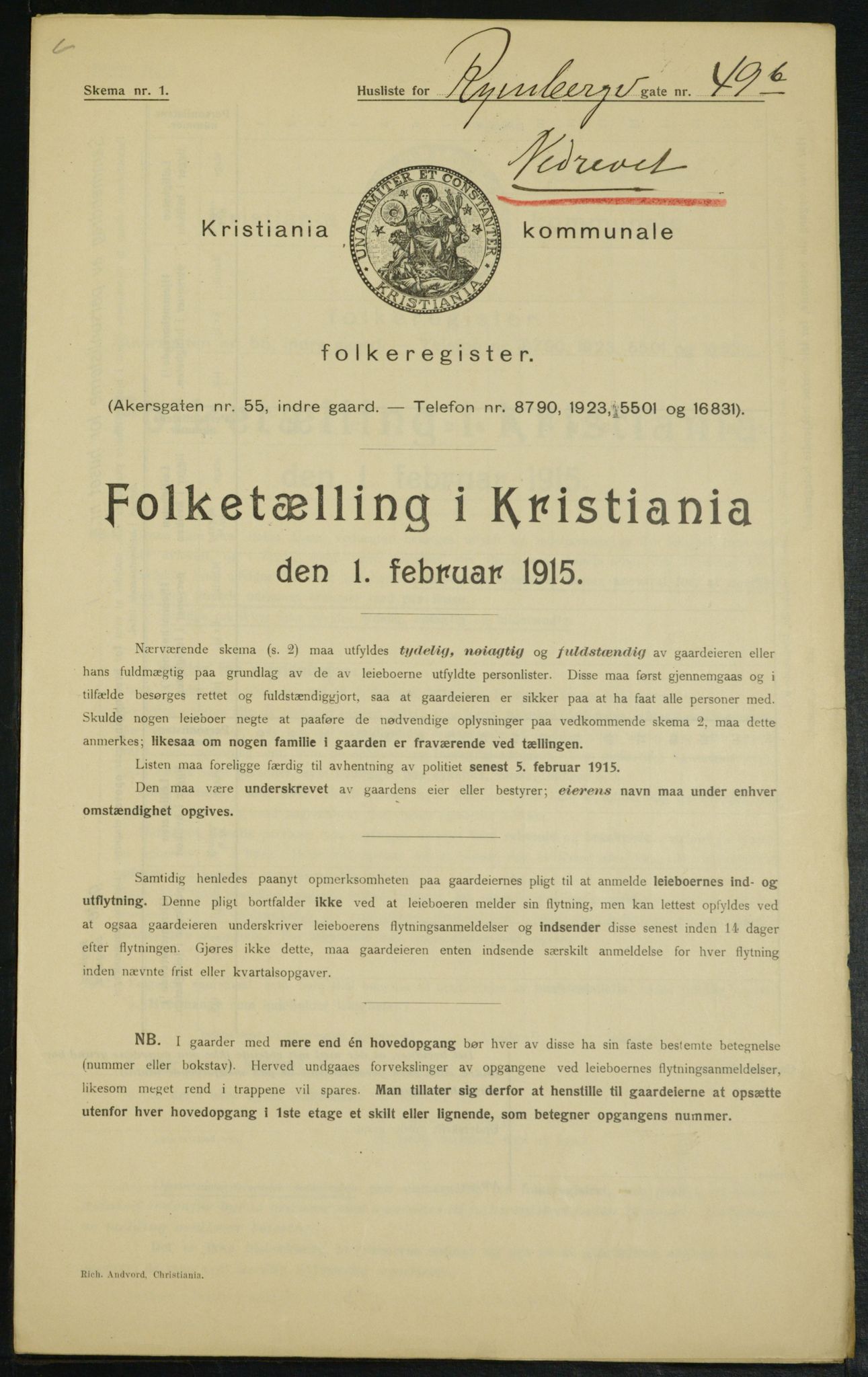 OBA, Municipal Census 1915 for Kristiania, 1915, p. 85538