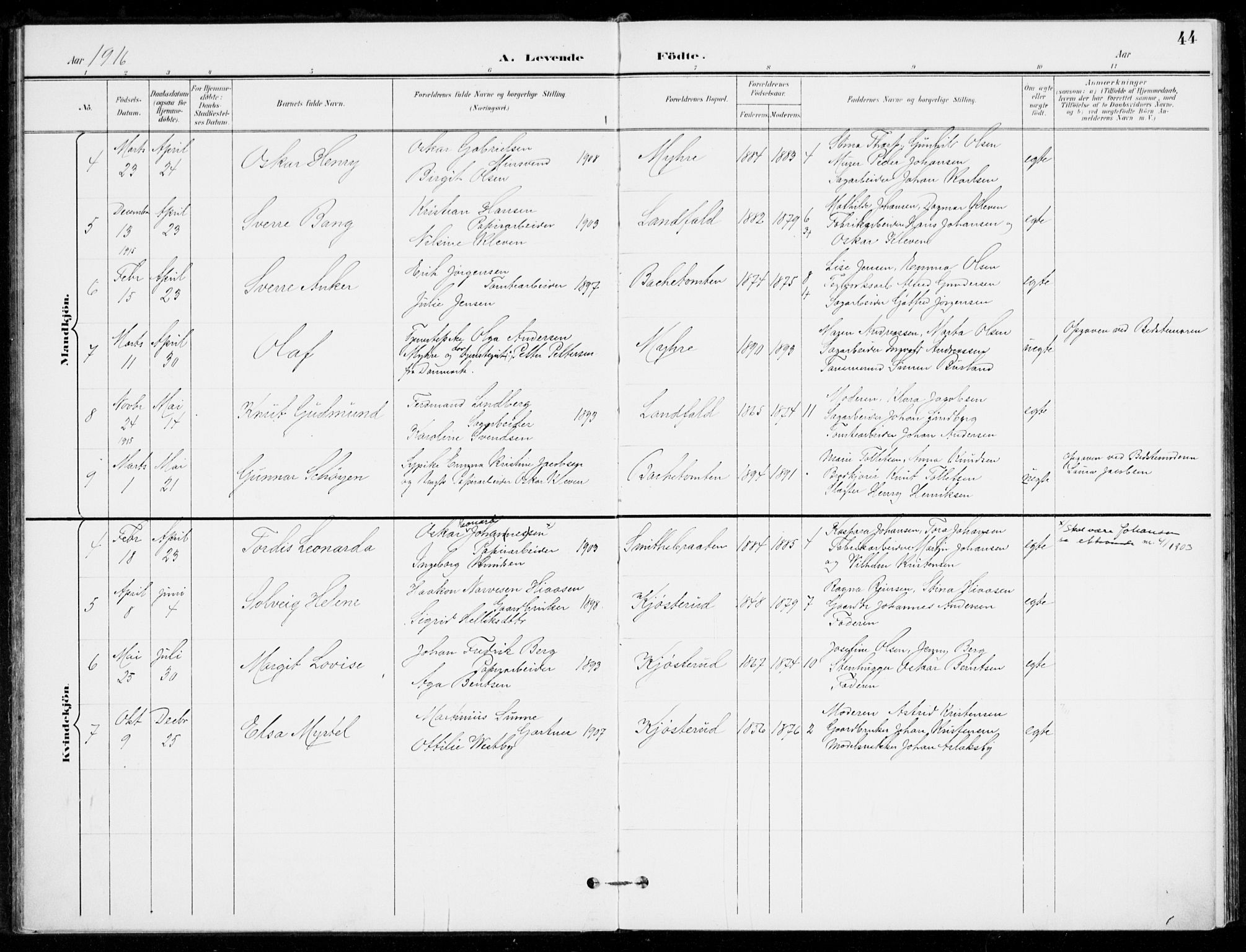 Åssiden kirkebøker, AV/SAKO-A-251/F/Fa/L0002: Parish register (official) no. 2, 1896-1916, p. 44