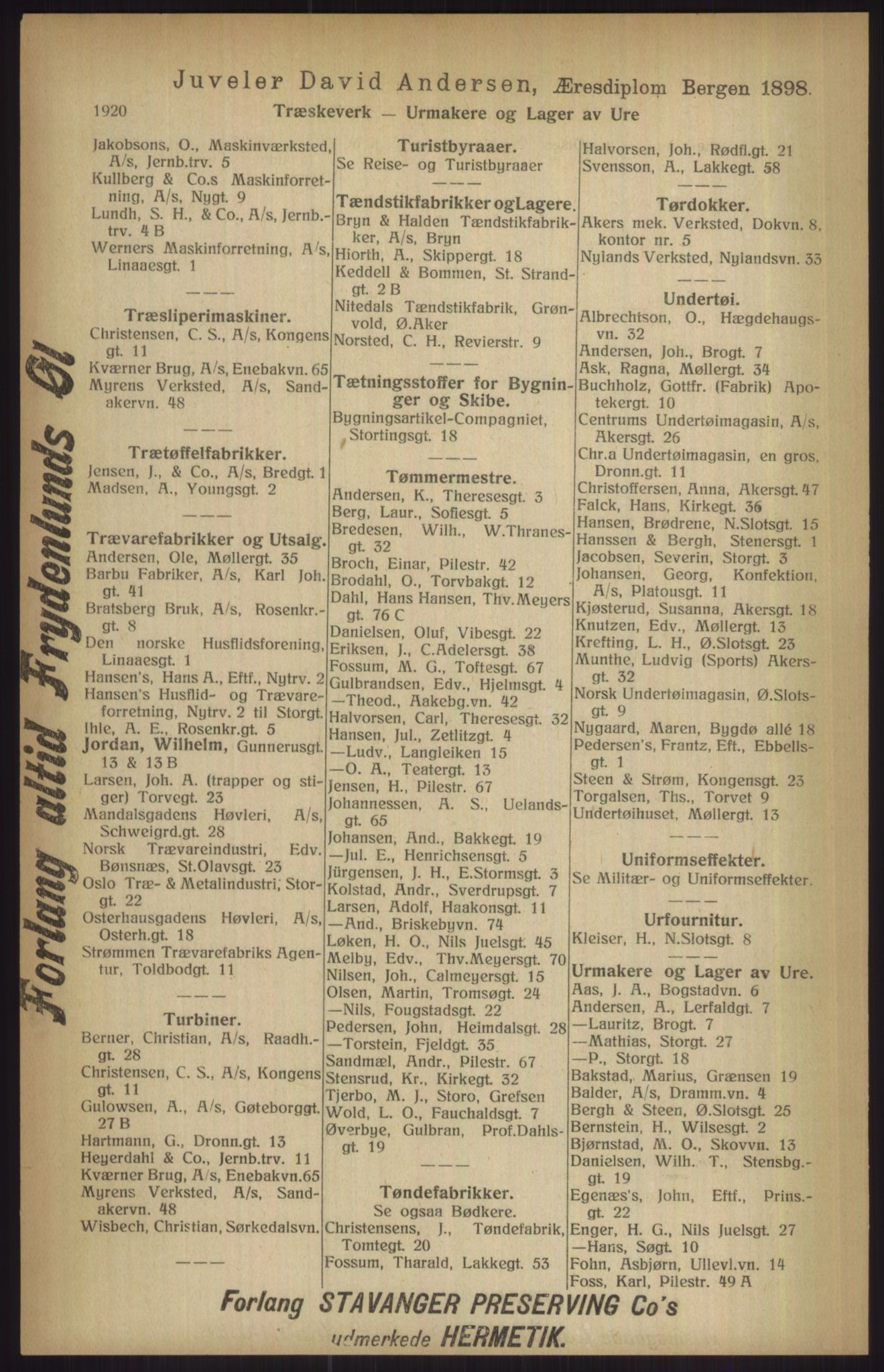 Kristiania/Oslo adressebok, PUBL/-, 1915, p. 1920