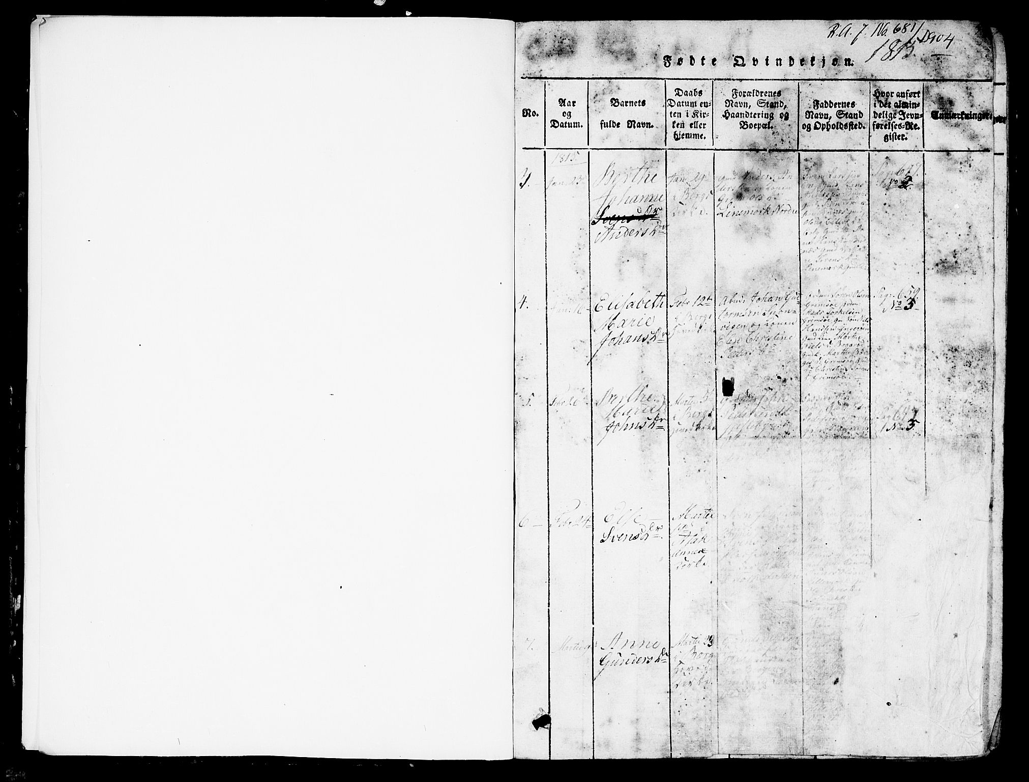 Berg prestekontor Kirkebøker, SAO/A-10902/G/Ga/L0001: Parish register (copy) no. I 1, 1815-1832, p. 4-5