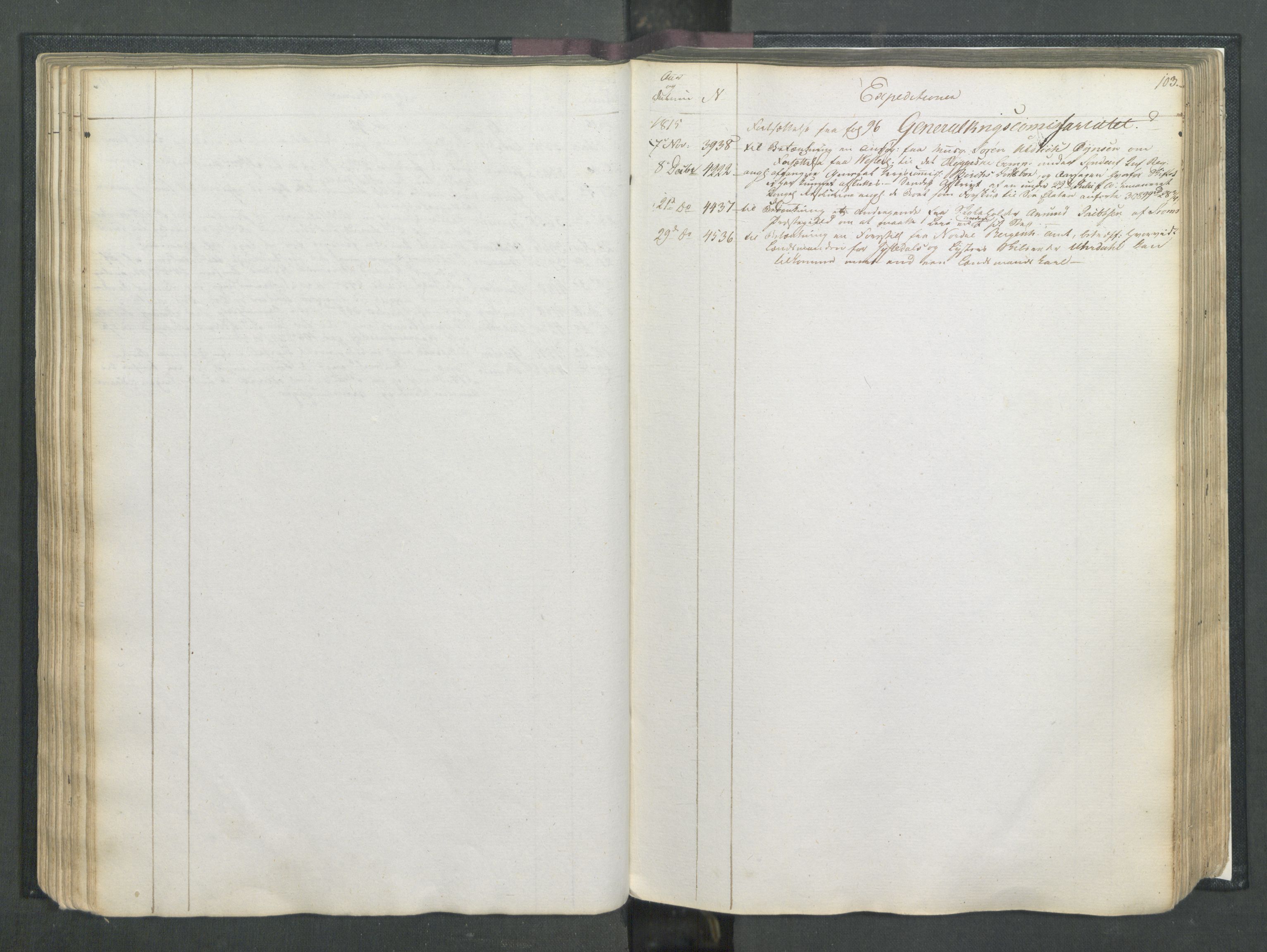 Armédepartementet, RA/RAFA-3493/C/Ca/L0007: 6. Departements Register, 1815, p. 103